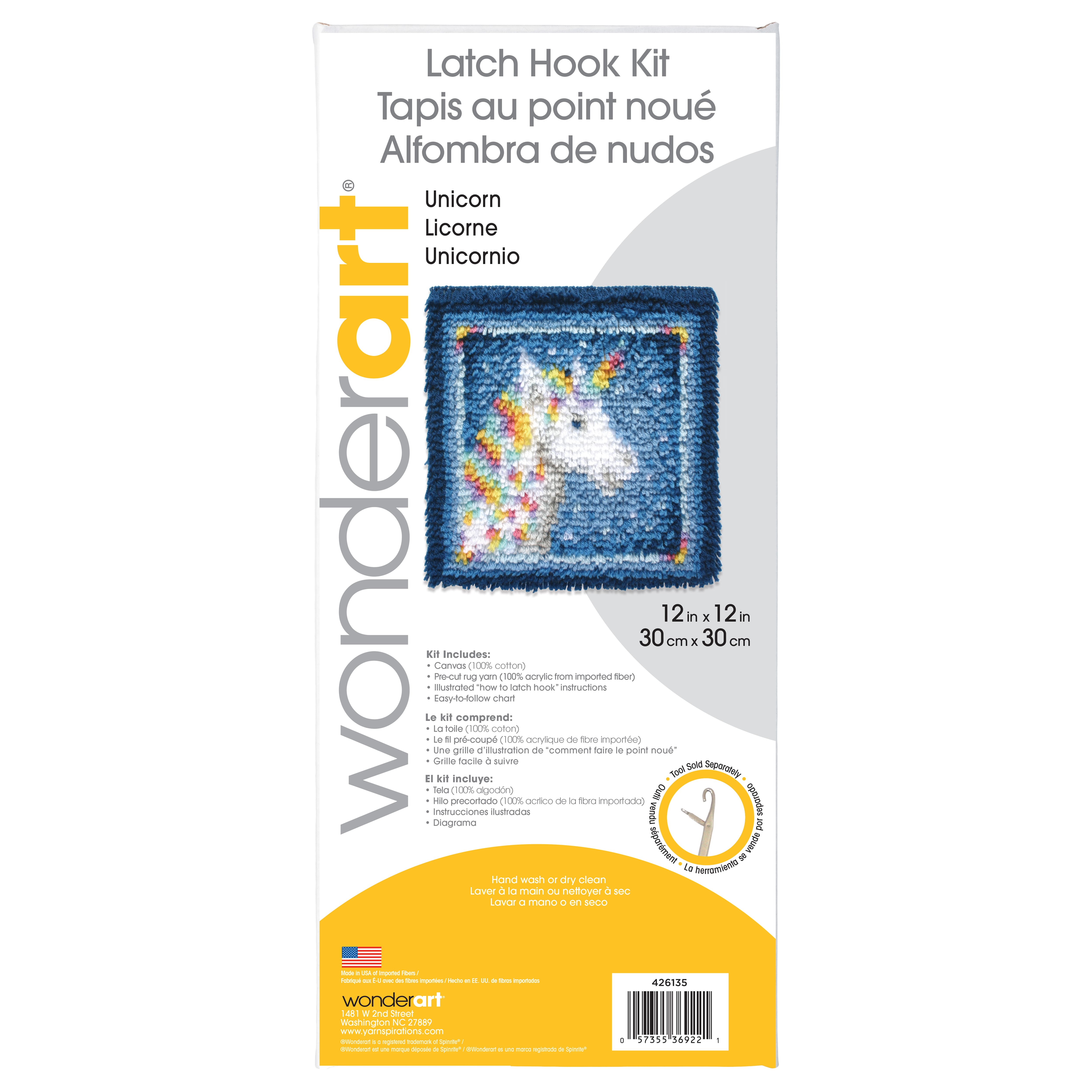 Wonderart Latch Hook Kit 12X12 Unicorn