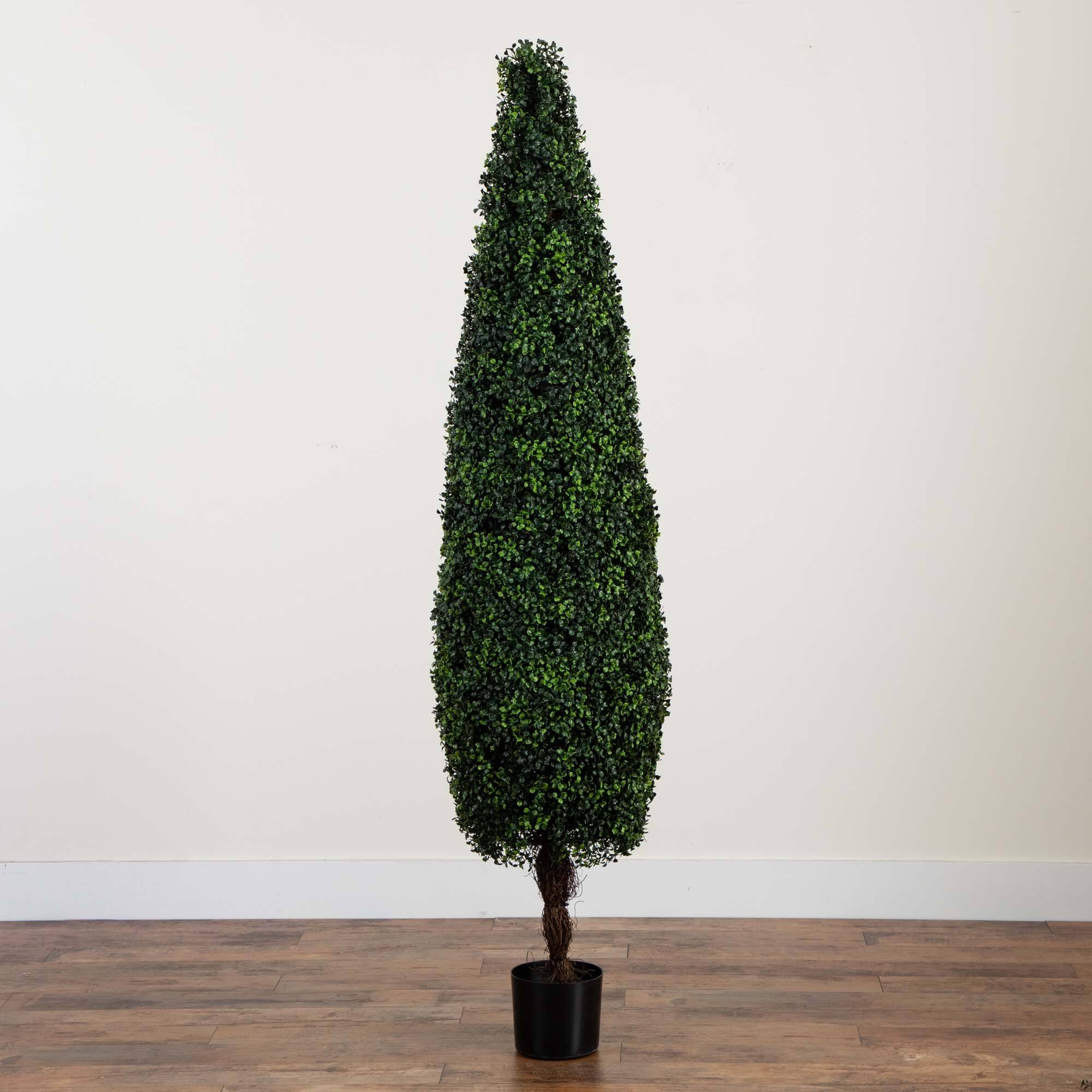 6ft. UV-Resistant Potted Boxwood Topiary Cone Tree