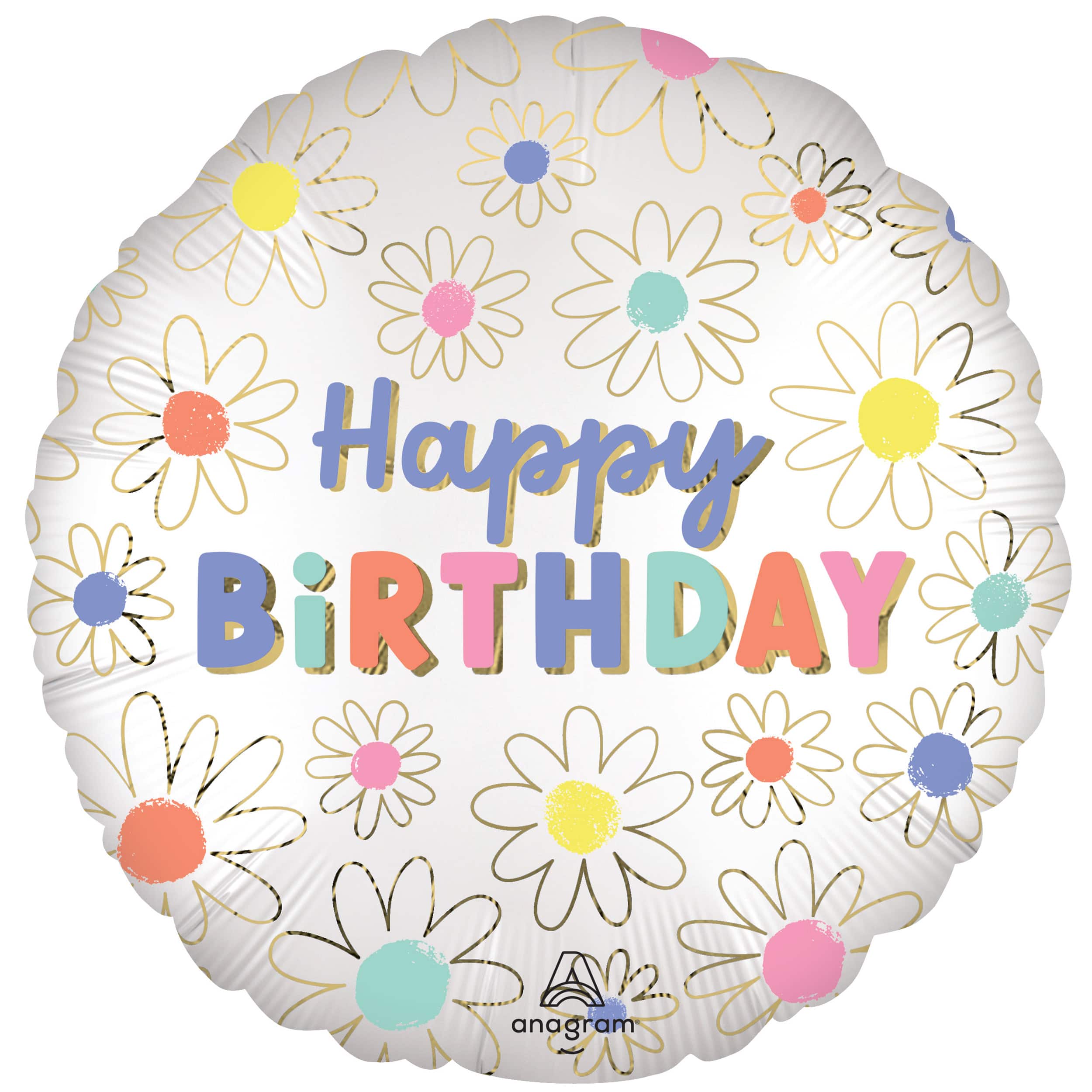 18&#x22; Happy Birthday Daisies Foil Balloon