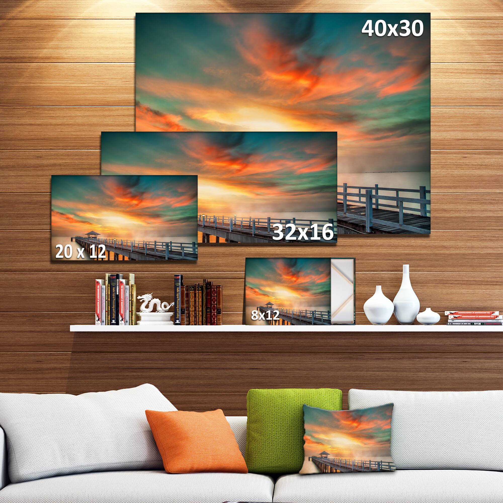 Designart - Wooden Pier - Landscape Photo Canvas Art Print