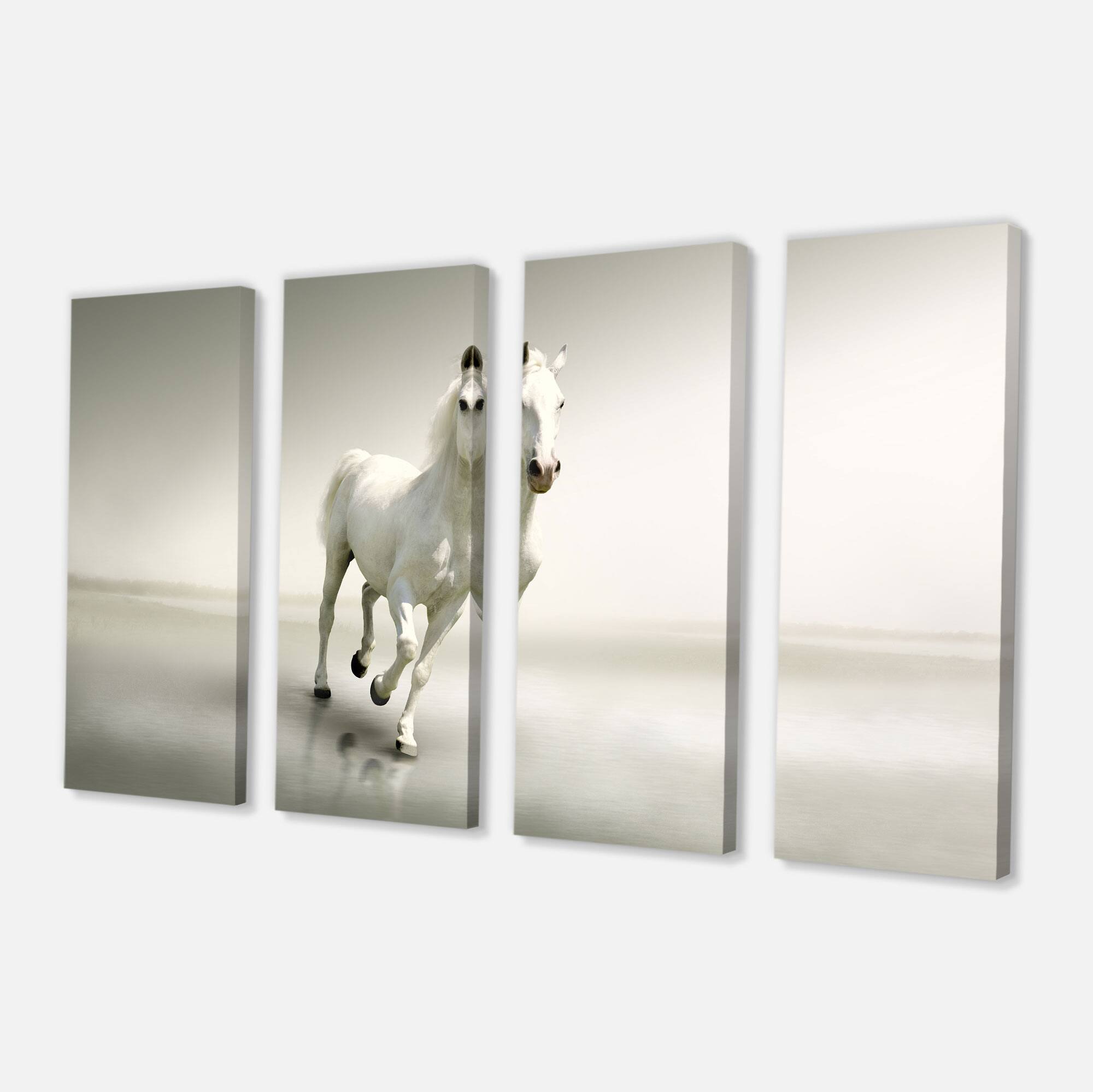 Designart - Beautiful White Horse Running