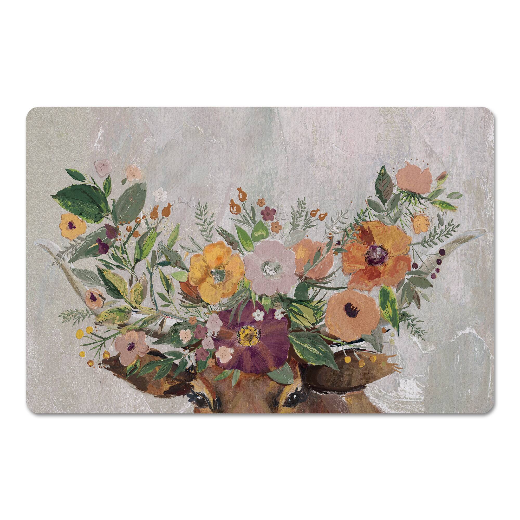 18" x 27" Steer with Flower Horns Floor Mat