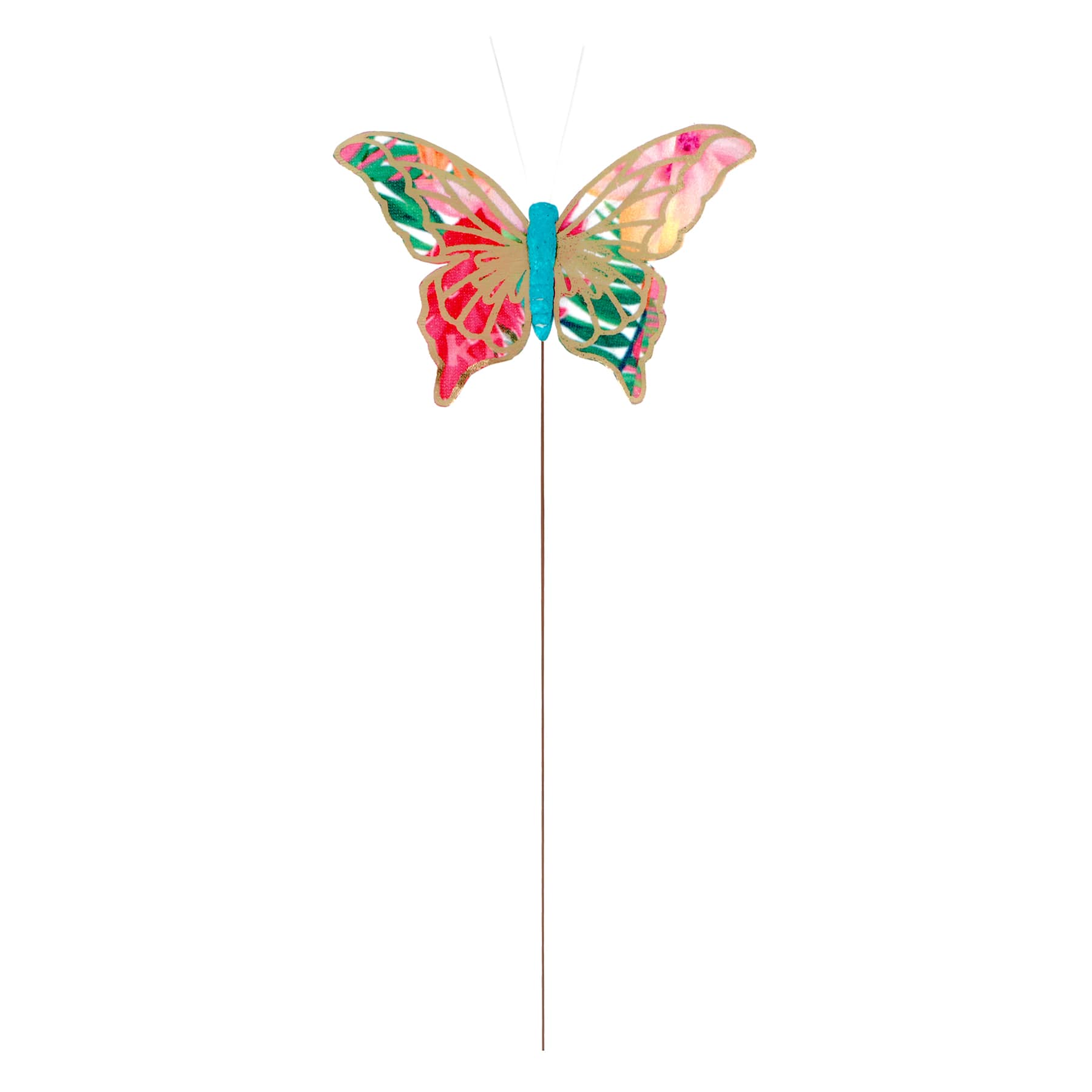 Turquoise &#x26; Gold Patterned Fabric Butterfly, 3ct. by Ashland&#xAE;