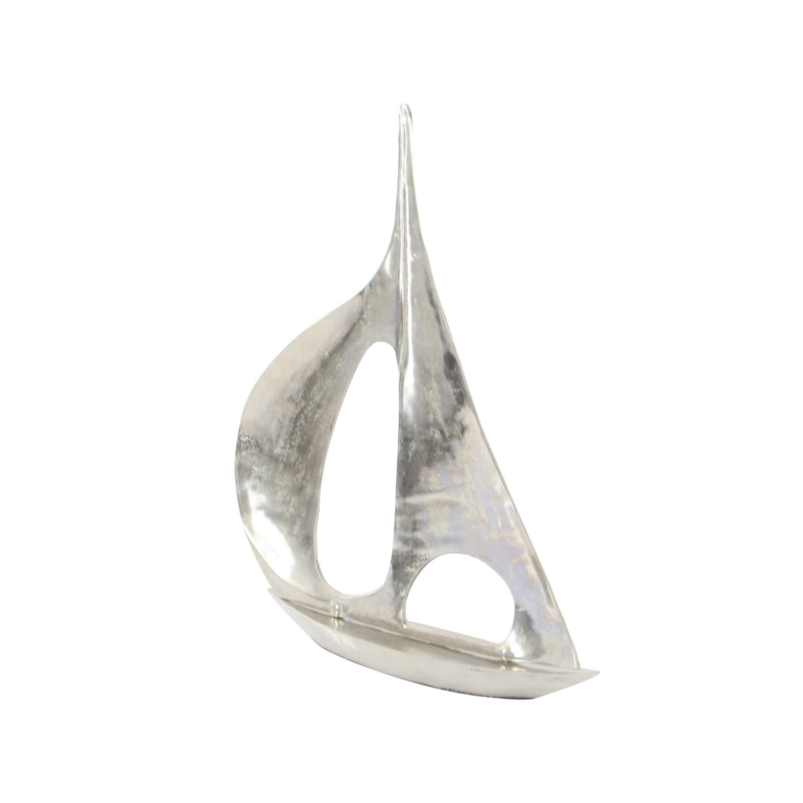 37&#x22; Silver Aluminum Sailboat Sculpture