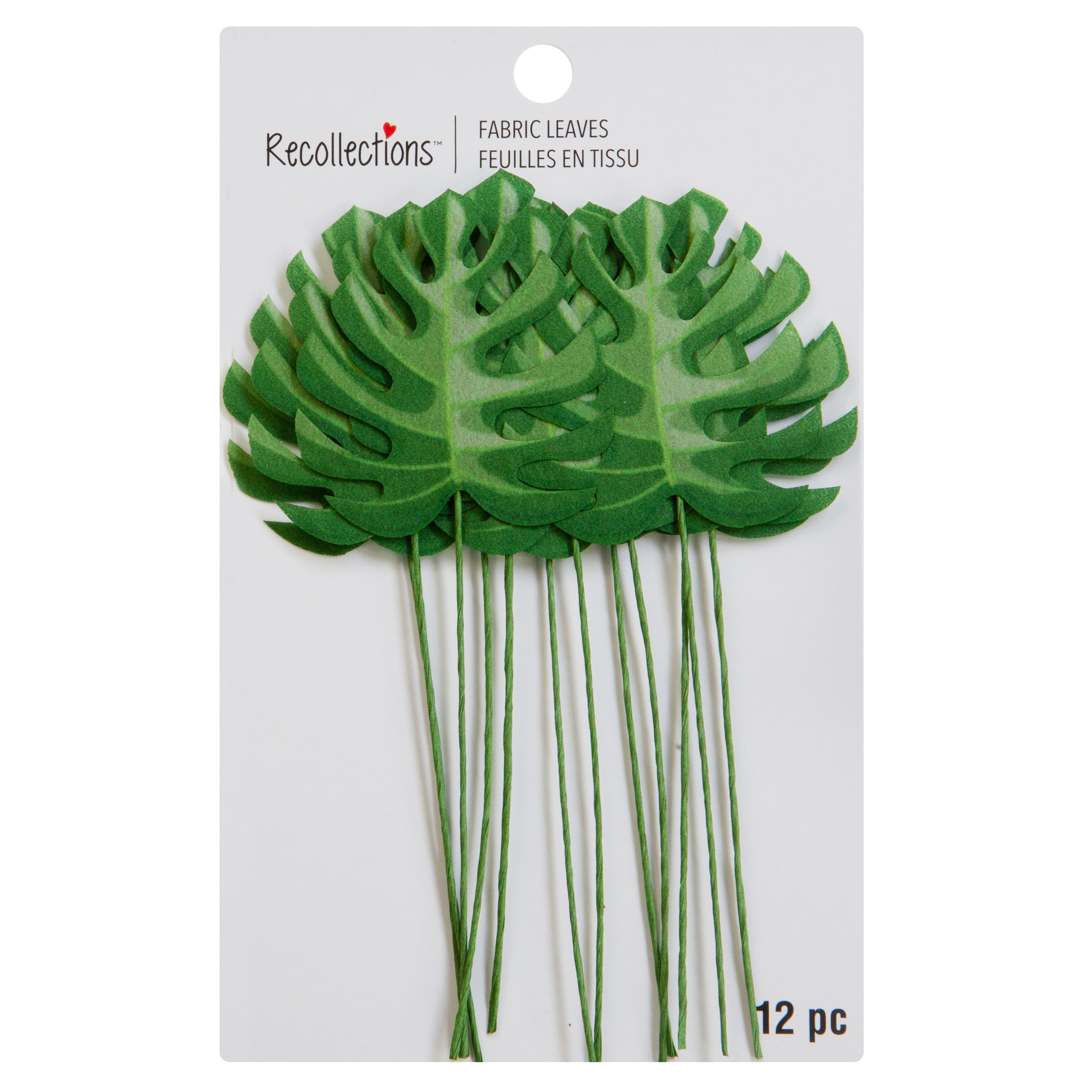 12 Packs: 12 ct. (144 total) Green Fabric Monstera Embellishments by Recollections™