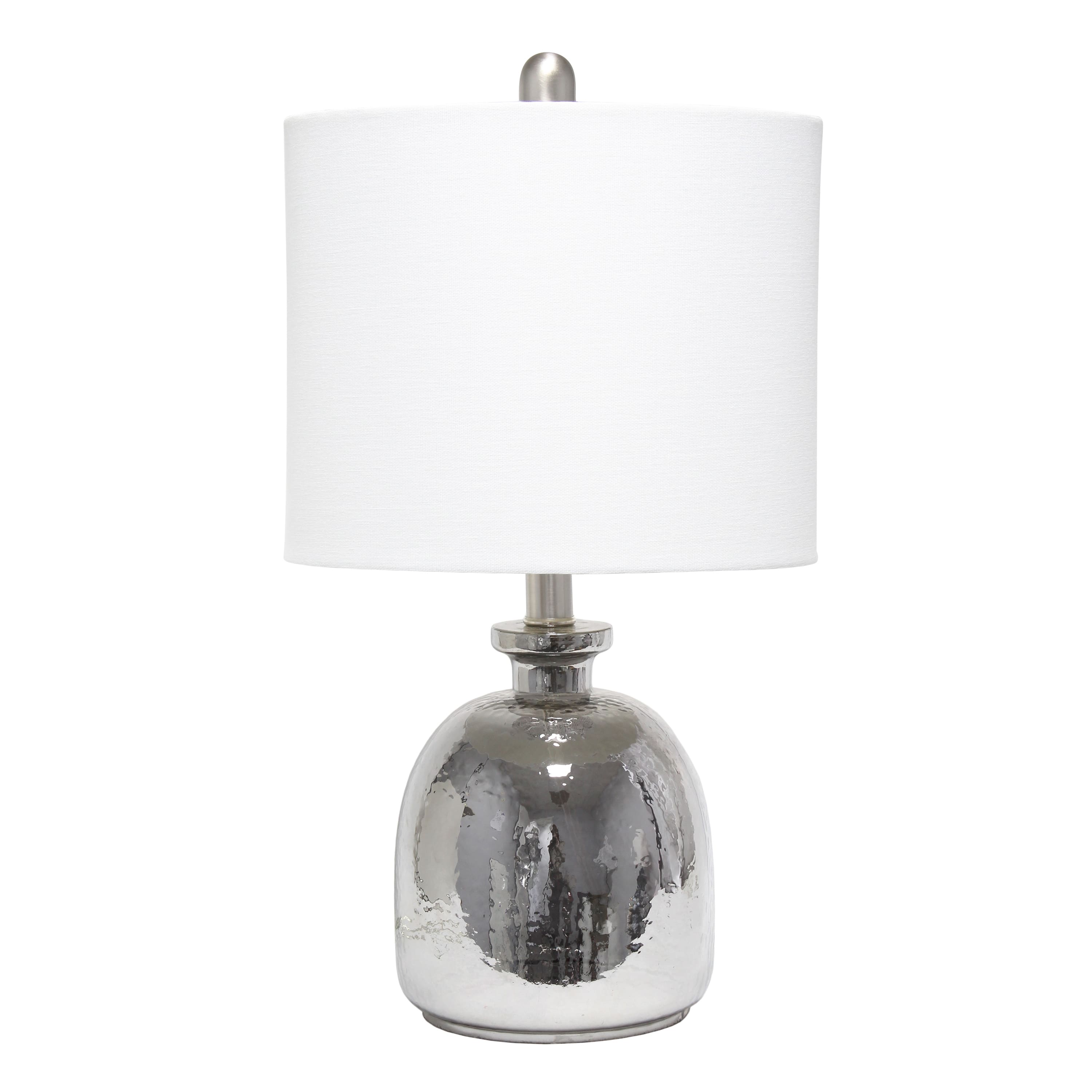 Lalia Home 20&#x22; Metallic Gray Hammered Glass Jar Table Lamp