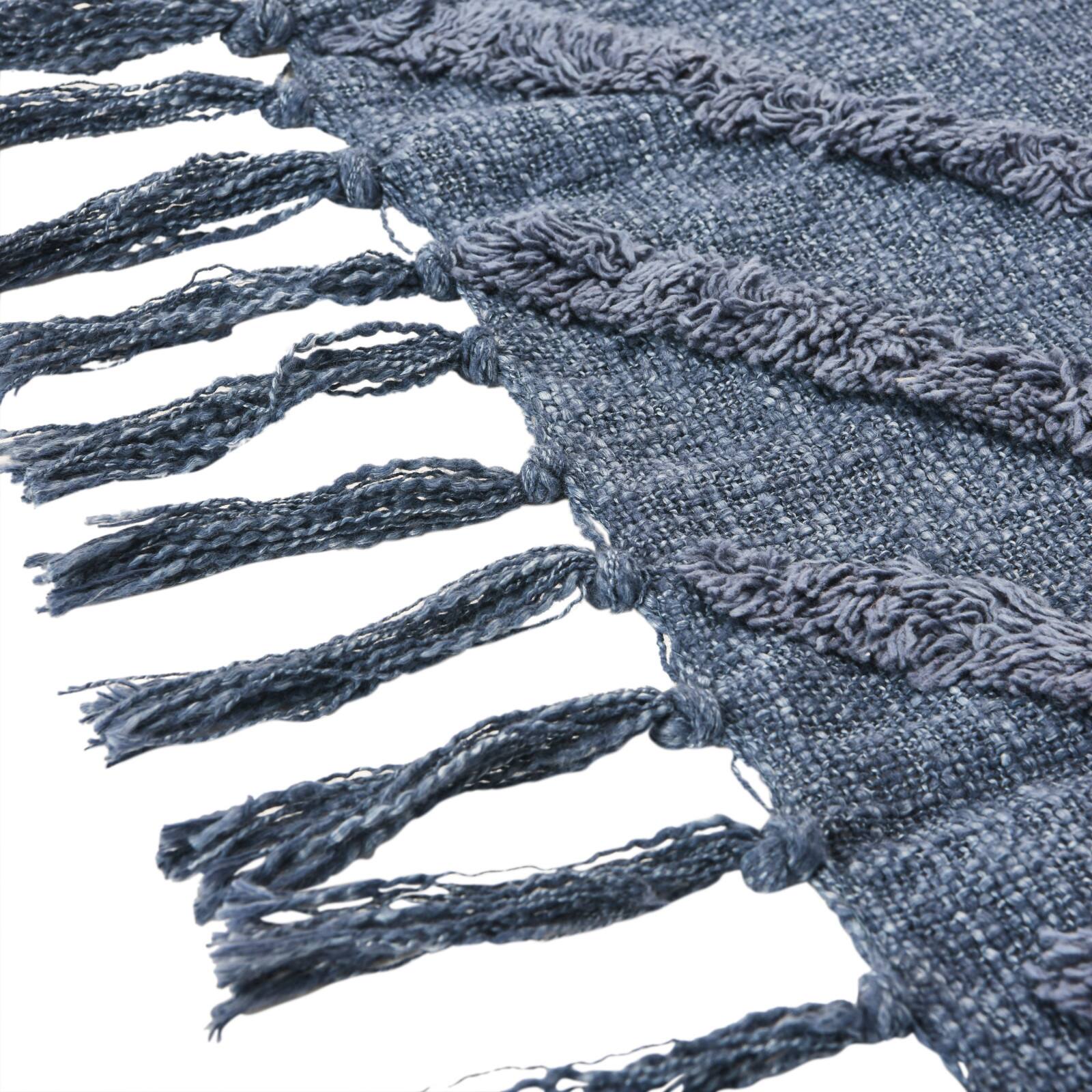 Hello Honey® Blue Tufted Chevron Cotton Blend Throw with Tassels