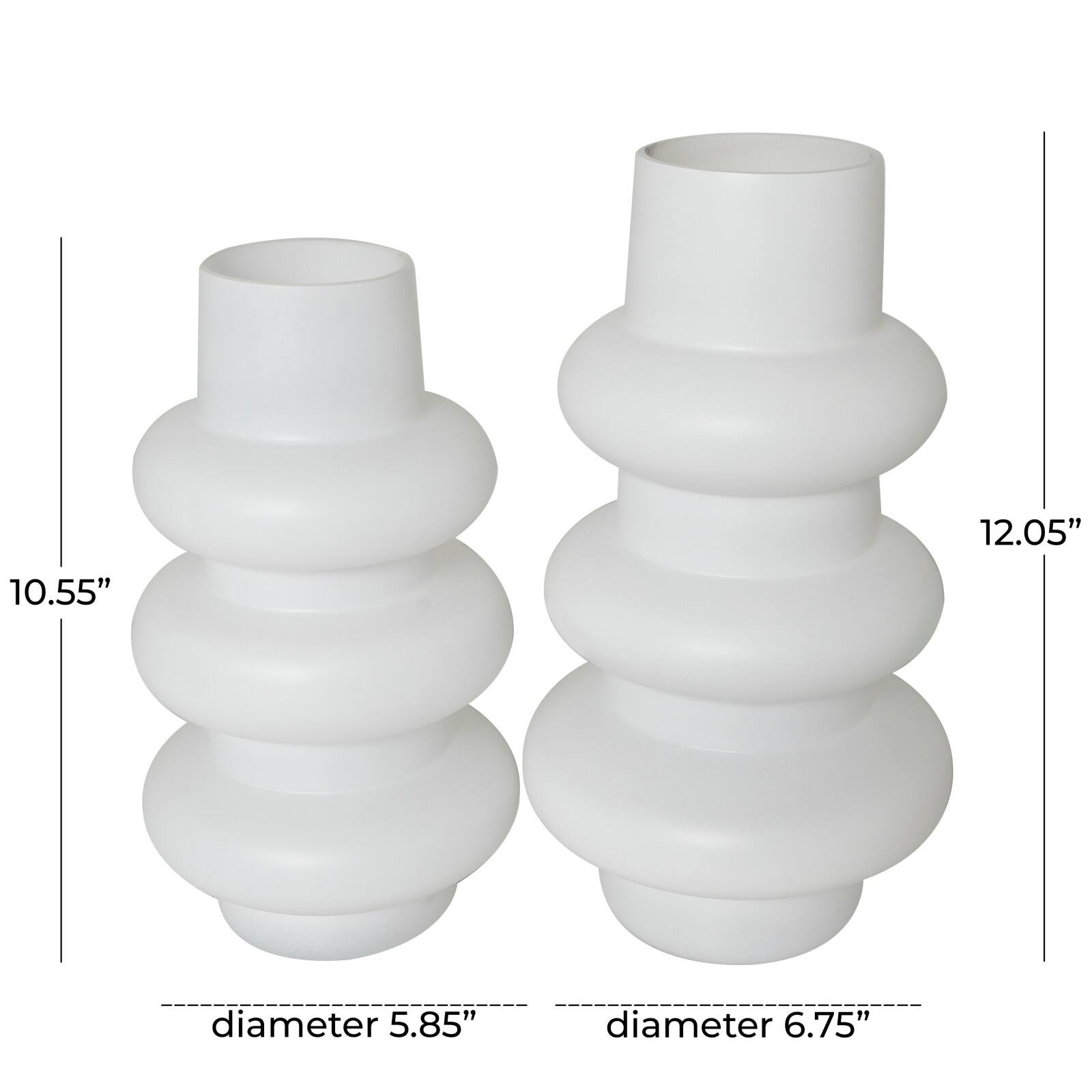 White Glass Dimensional Bubble Vase Set