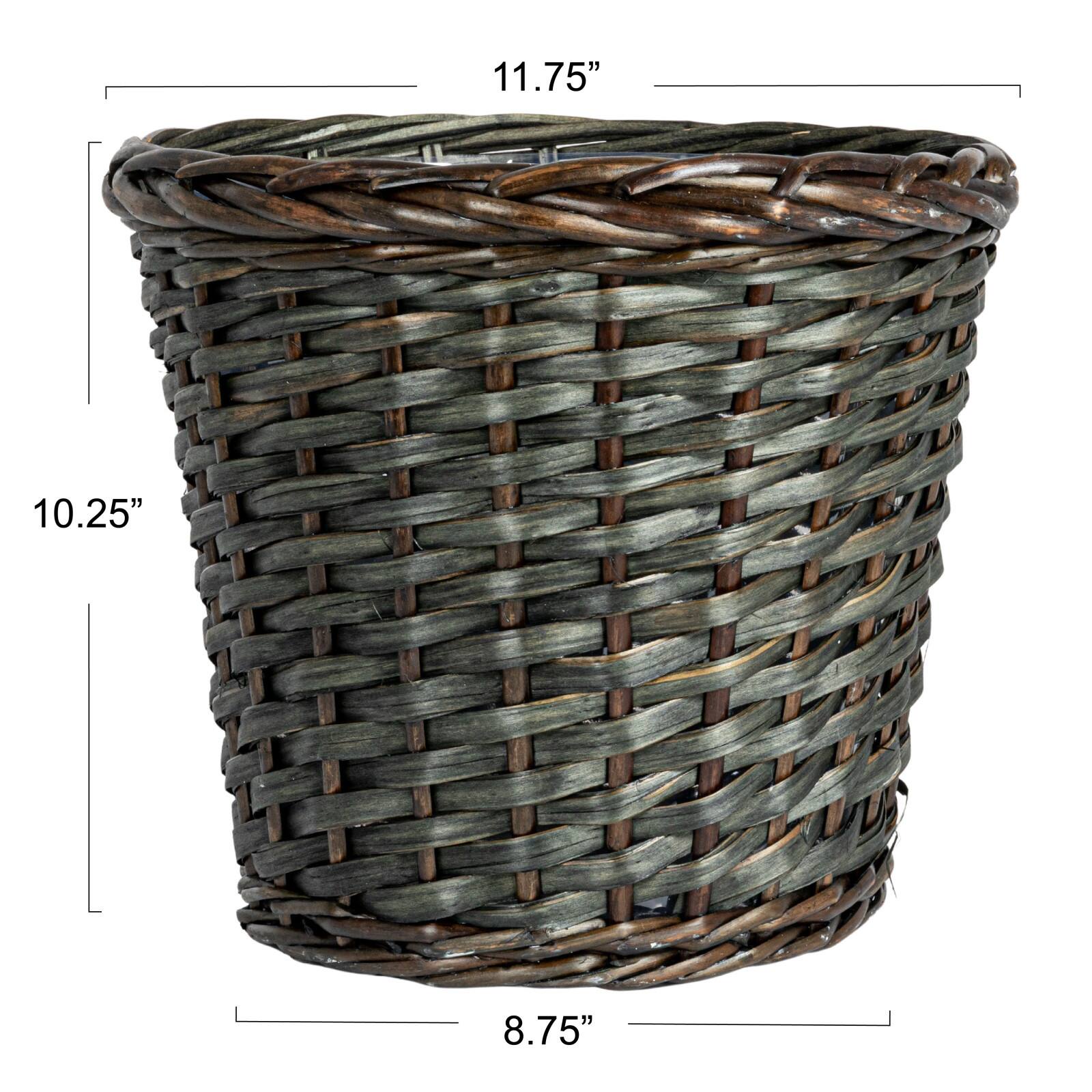 Household Essentials 11.75" Brown Handwoven Willow Waste Basket with Plastic Liner