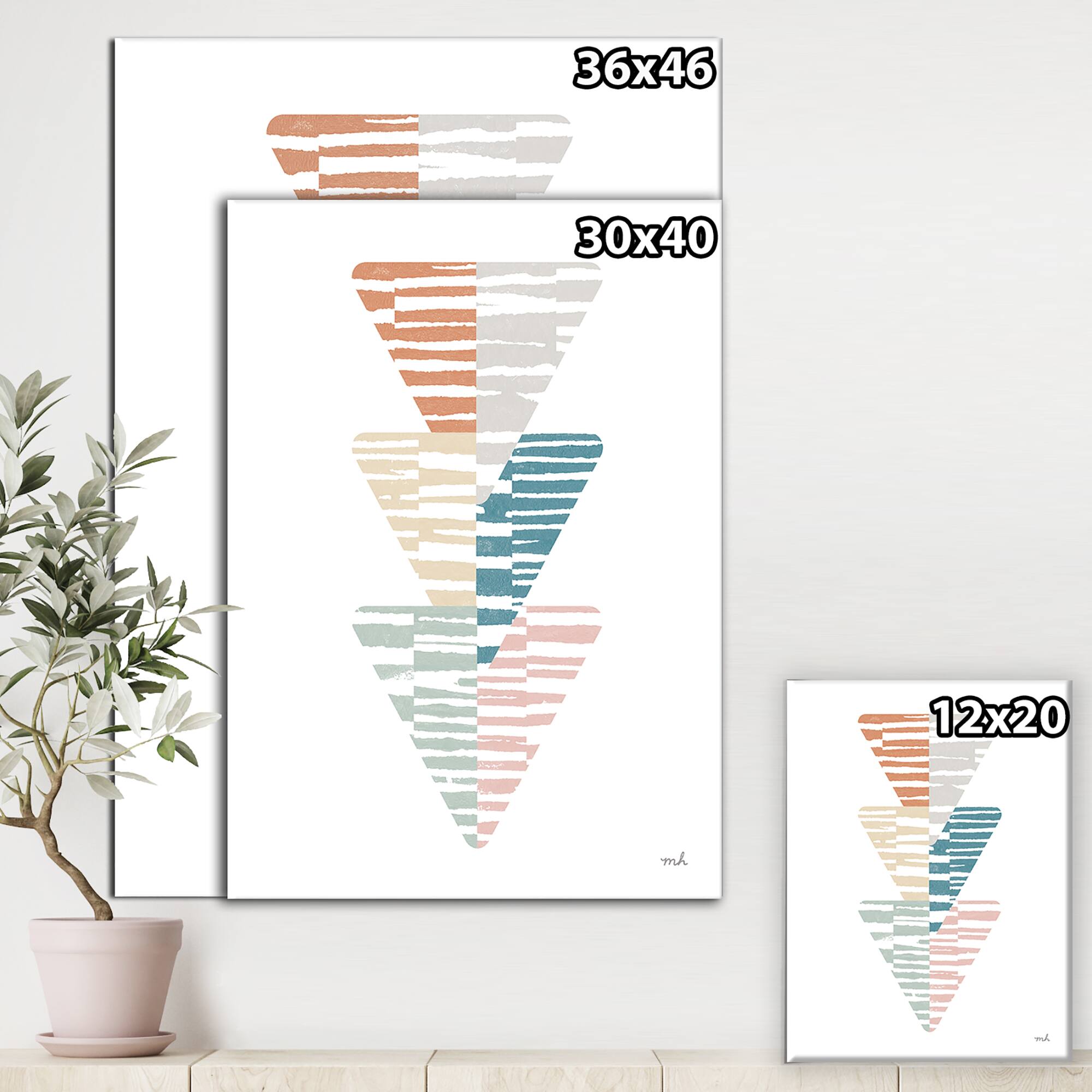 Designart - Watercolor Geometric Triangle III - Transitional Canvas Art