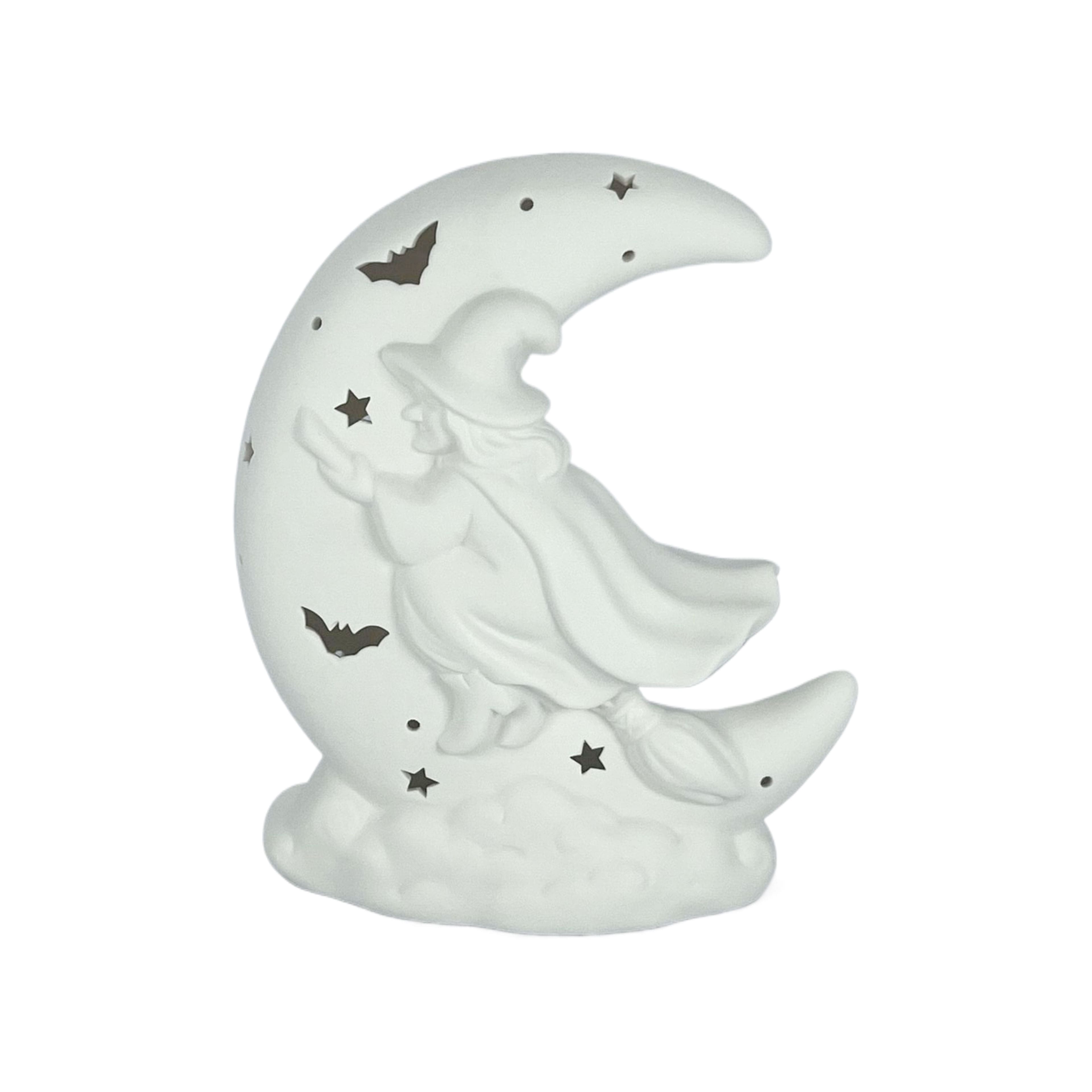 7&#x22; DIY Ceramic LED Witch &#x26; Moon D&#xE9;cor by Make Market&#xAE;