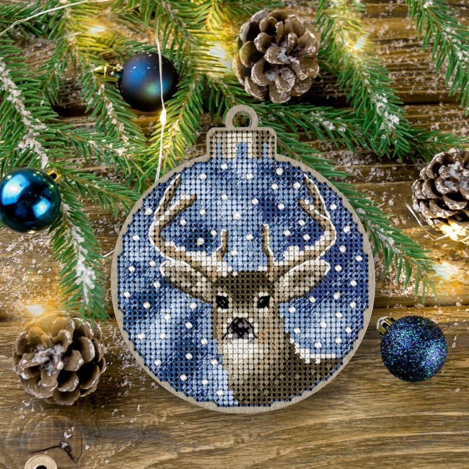 Deer Santa - Cross Stitch Ornament Kit