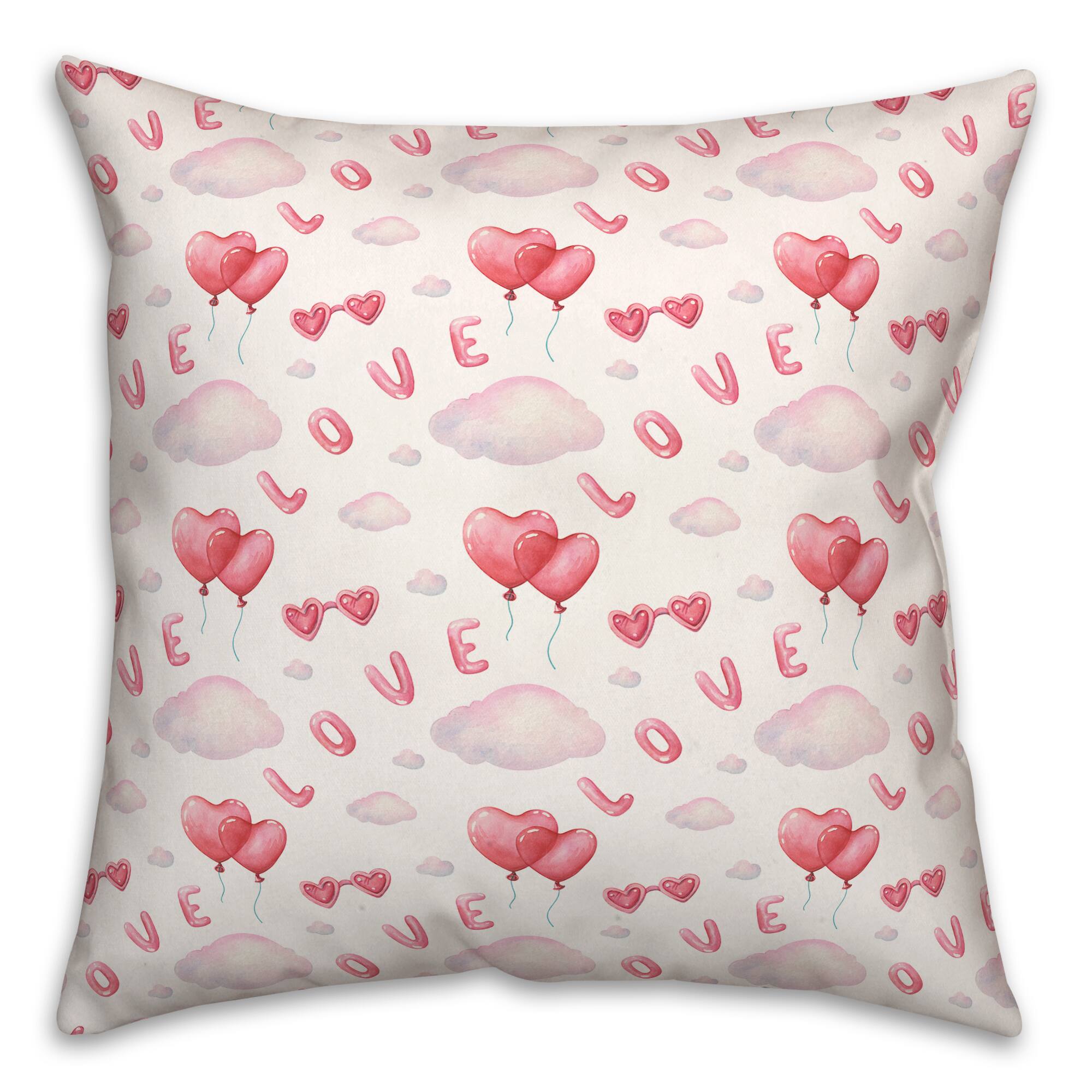 Love Balloon Pattern 18&#x22; x 18&#x22; Indoor / Outdoor Pillow