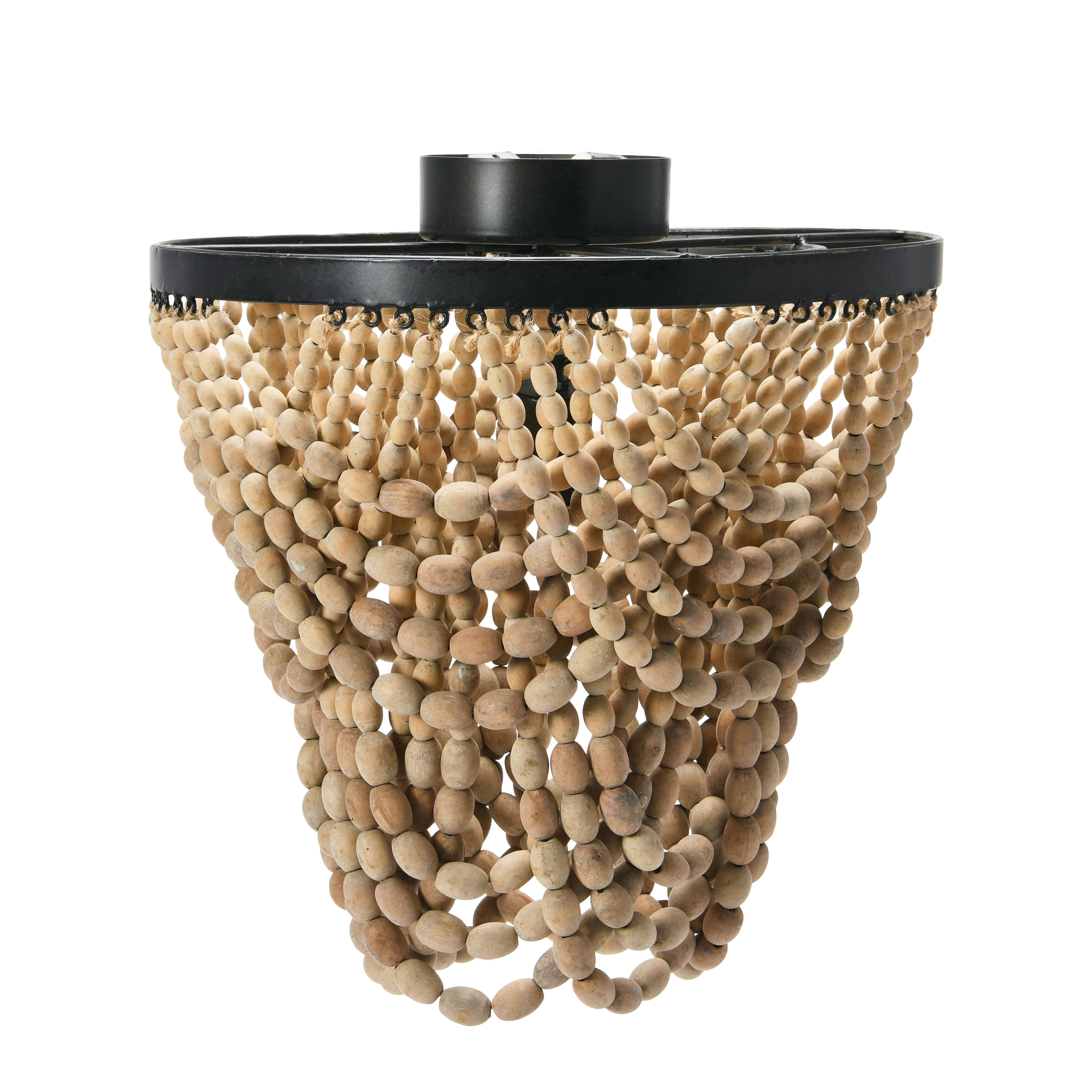 Hello Honey&#xAE; 2-Tier Draped Wood Bead Semi-Flush Mount Ceiling Light