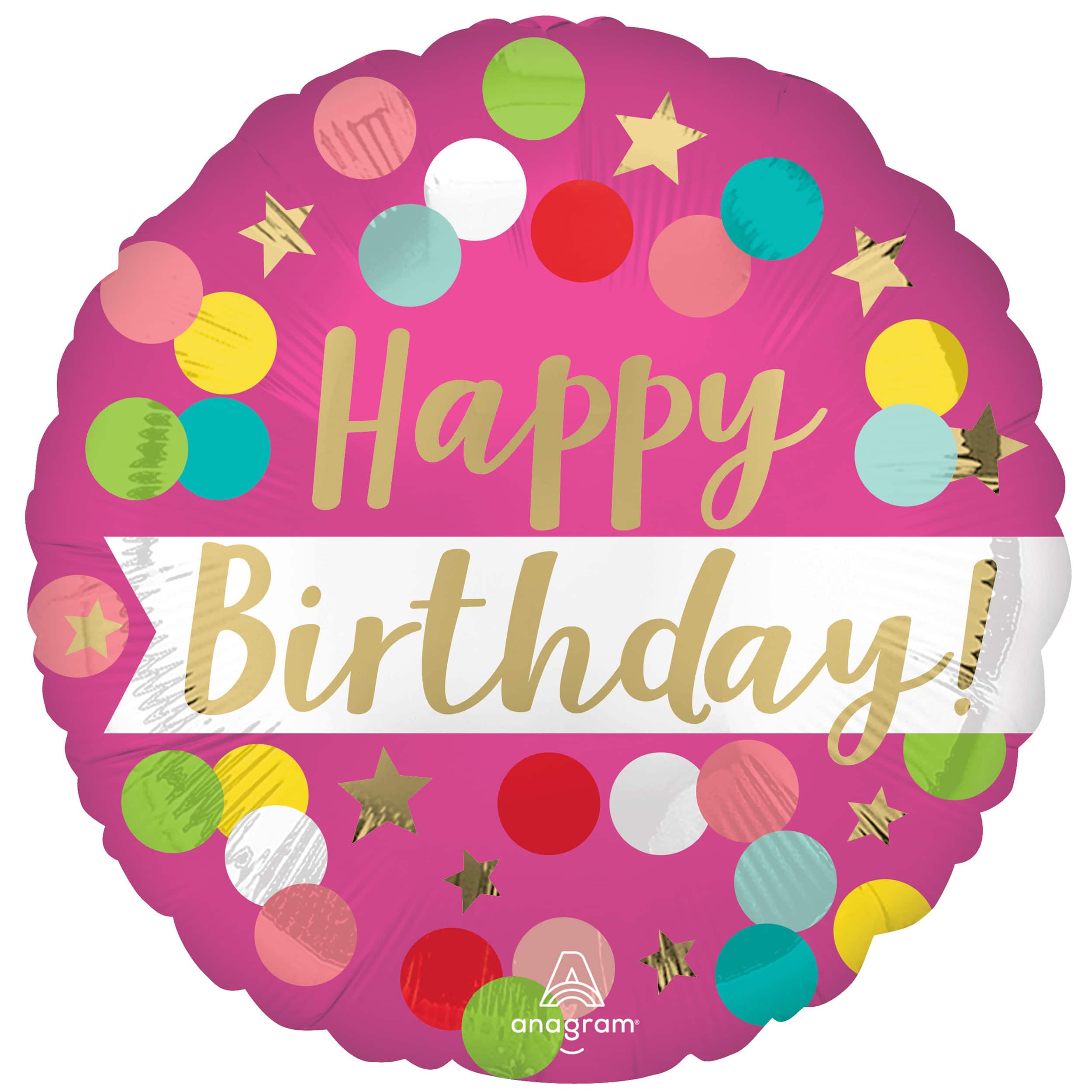 18&#x22; Happy Birthday Pink Confetti Foil Balloon