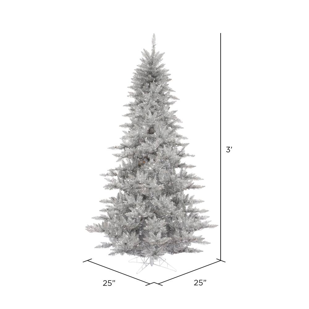 3ft. Unlit Silver Tinsel Fir Artificial Christmas Tree