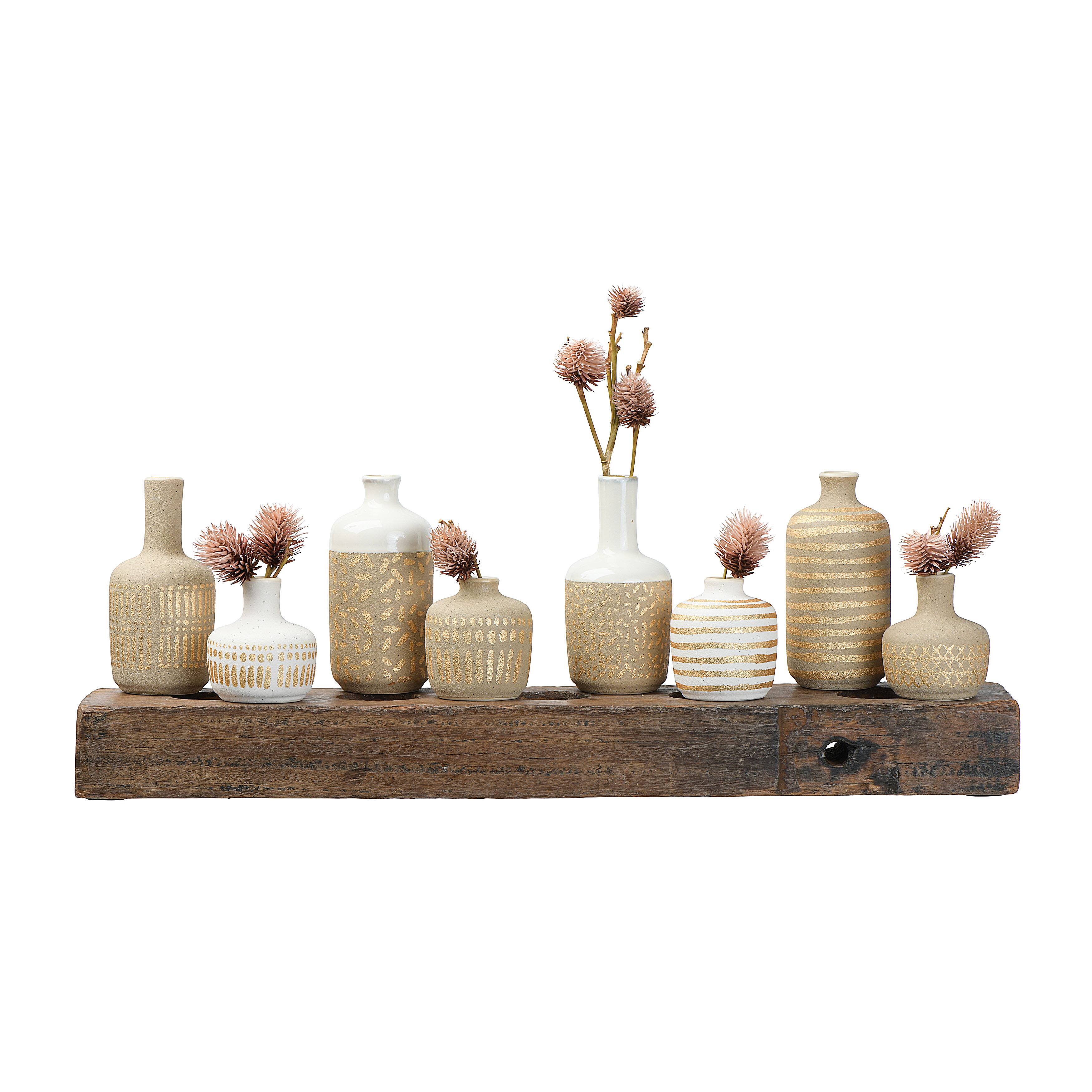 Hello Honey® Stoneware Vases with Gold Pattern Set
