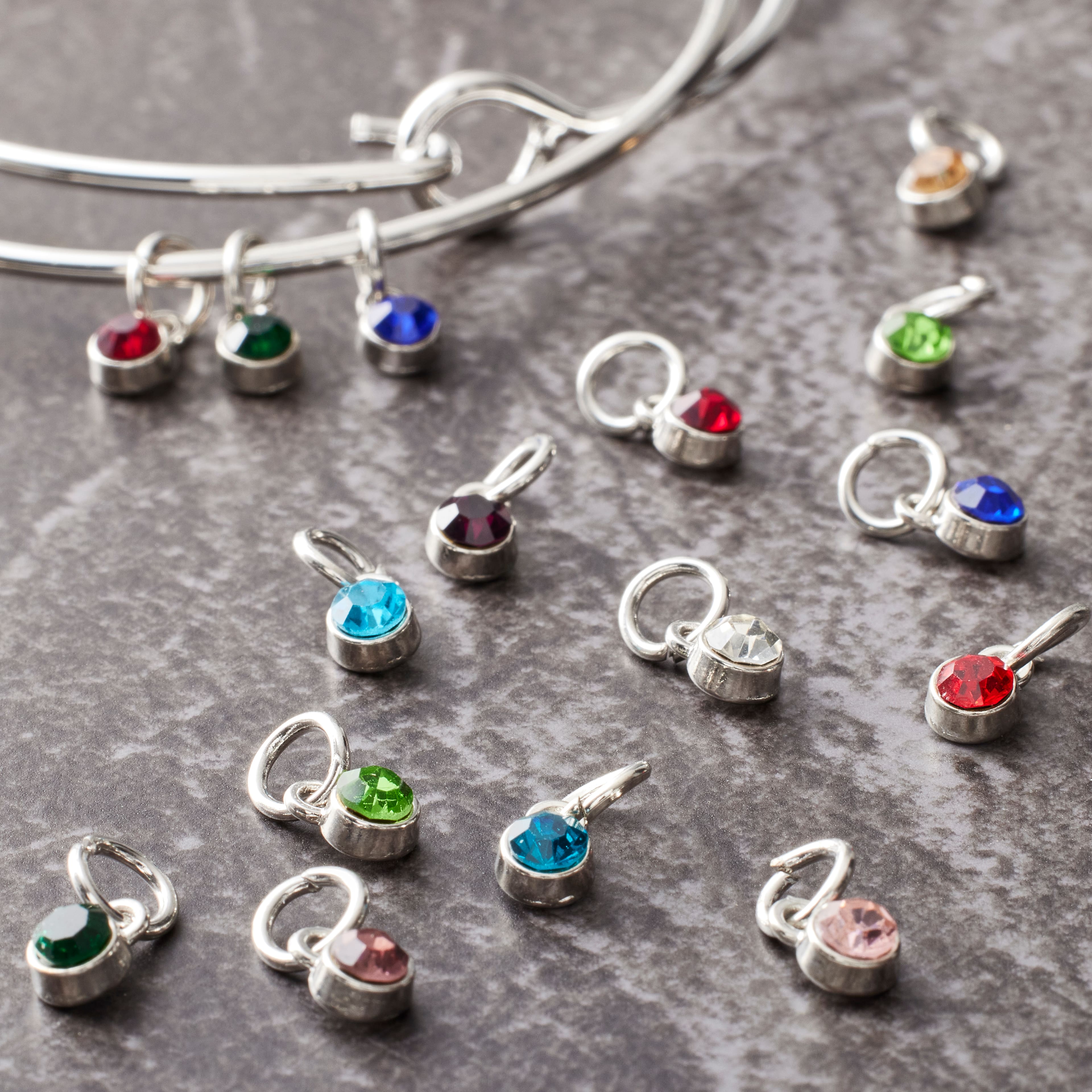 Mini Rhodium-Coloured Glass Charm Set by Bead Landing™