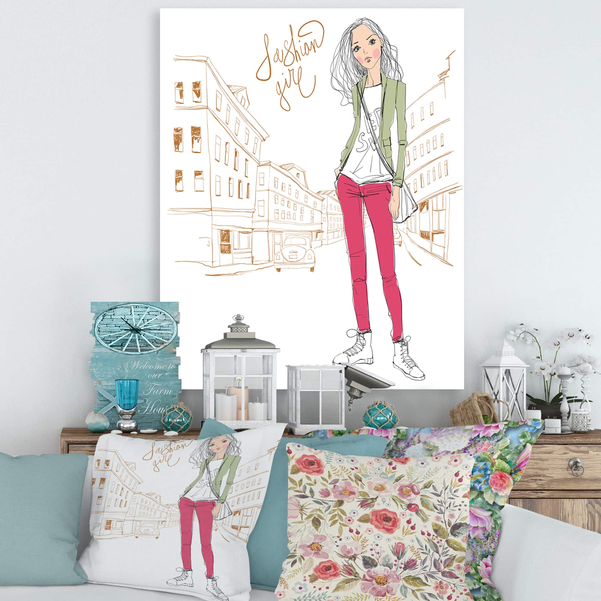 Designart - Trendy Fashion Girl II - Children&#x27;s Art Canvas Wall Art Print
