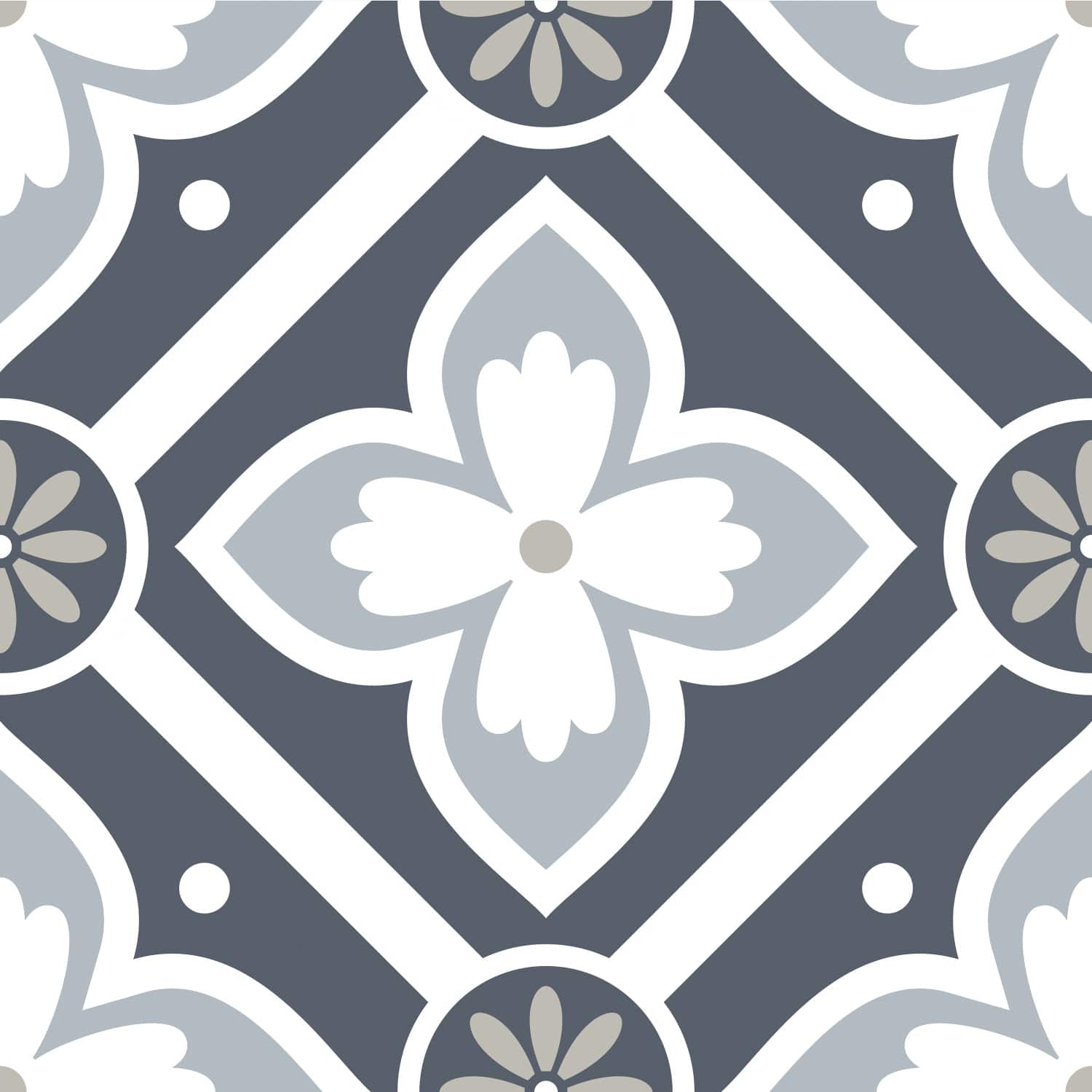 RoomMates Dublin Slate Floral Peel &#x26; Stick Floor Tile