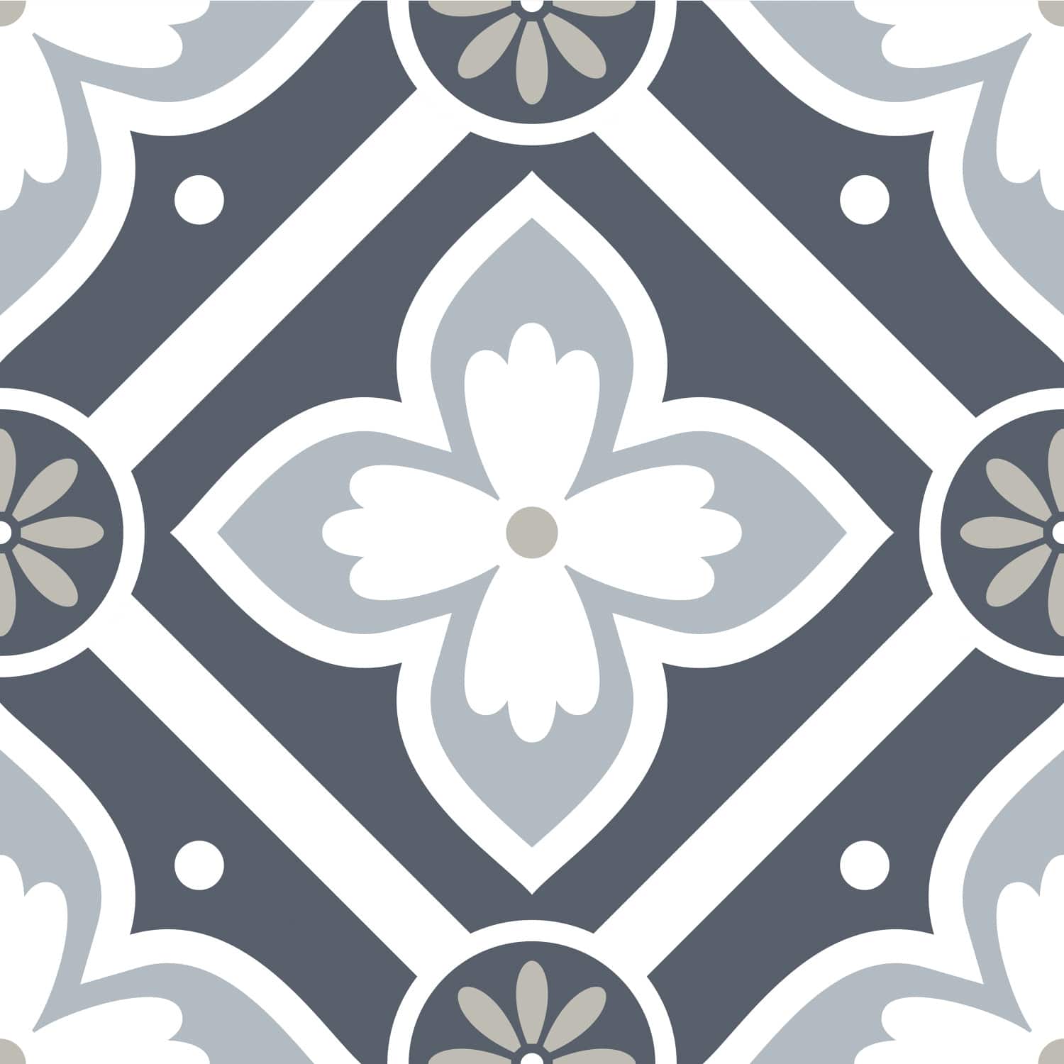 RoomMates Dublin Slate Floral Peel & Stick Floor Tile