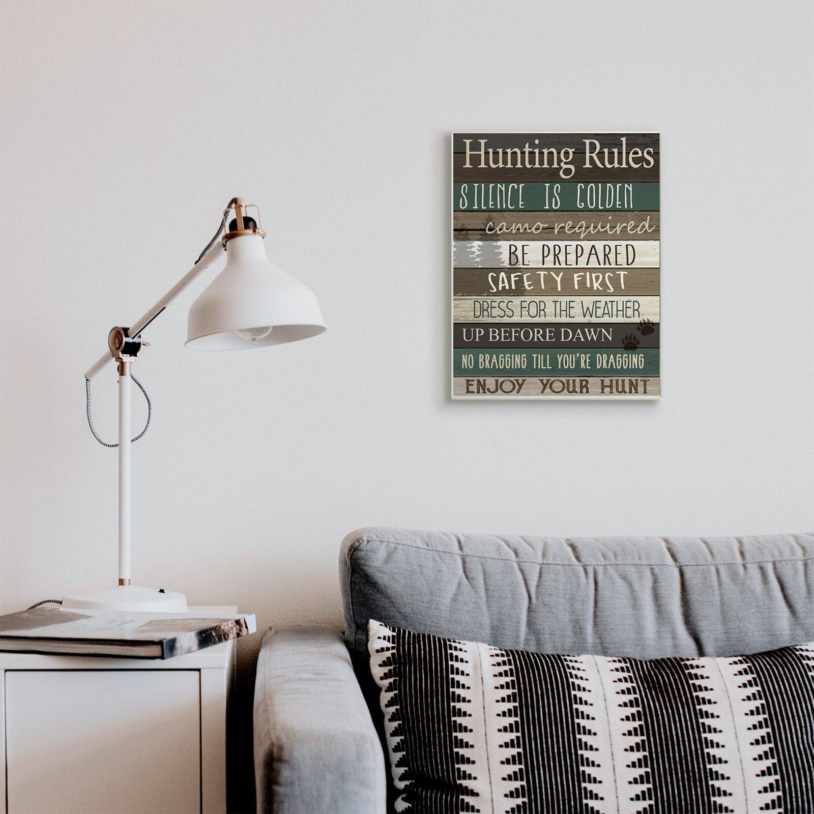 Stupell Industries Cabin Hunting Rules Rustic Charm Brown Green Wood Wall Plaque