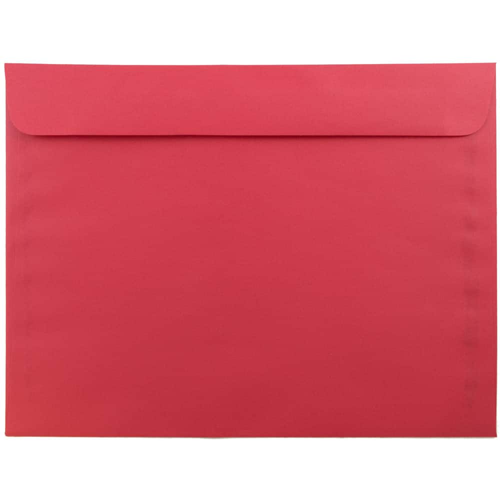 JAM Paper 9&#x22; x 12&#x22; Brite Hue Christmas Red Booklet Colored Envelopes, 100ct.