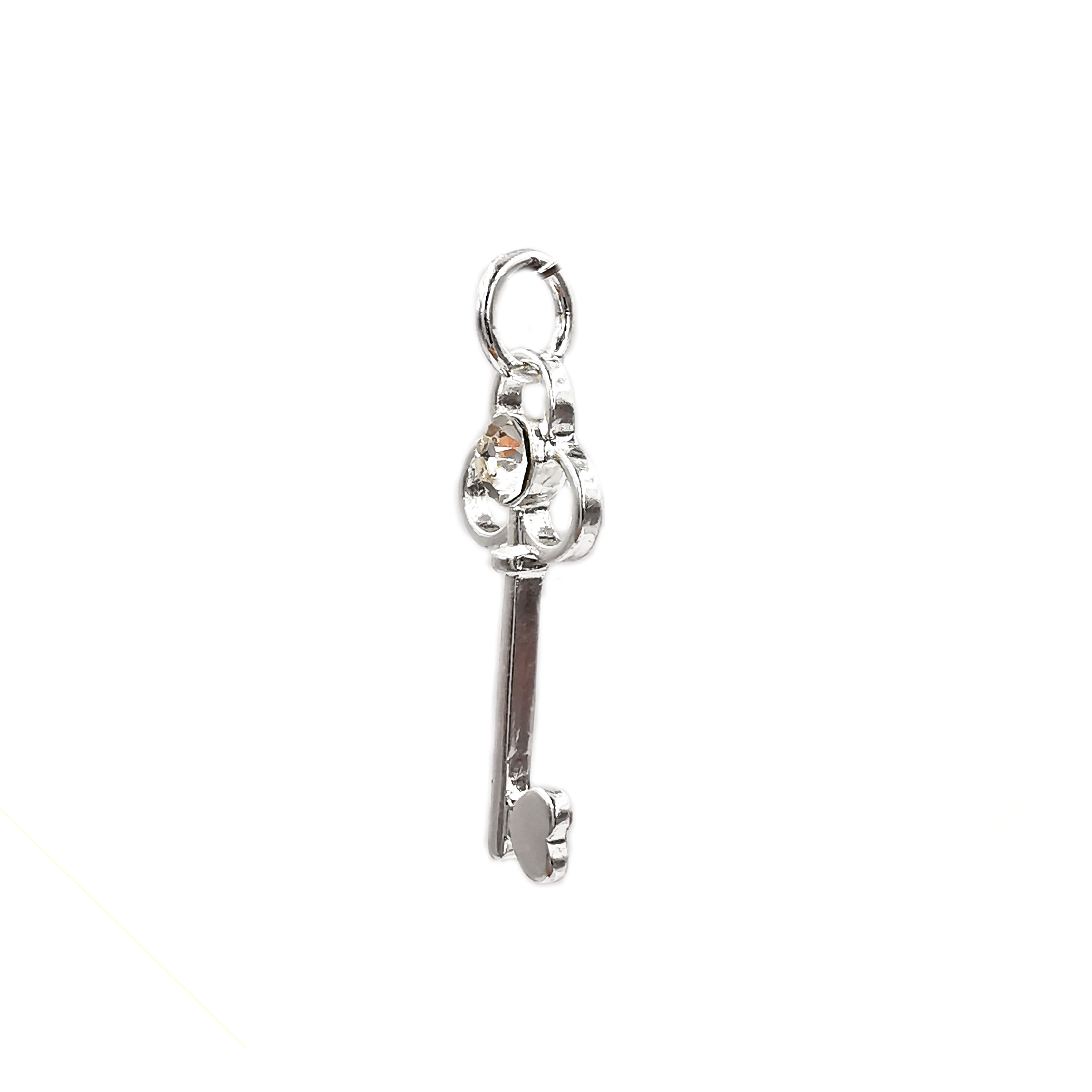 Charmalong™ Silver Plated Crystal Key Charm by Bead Landing™