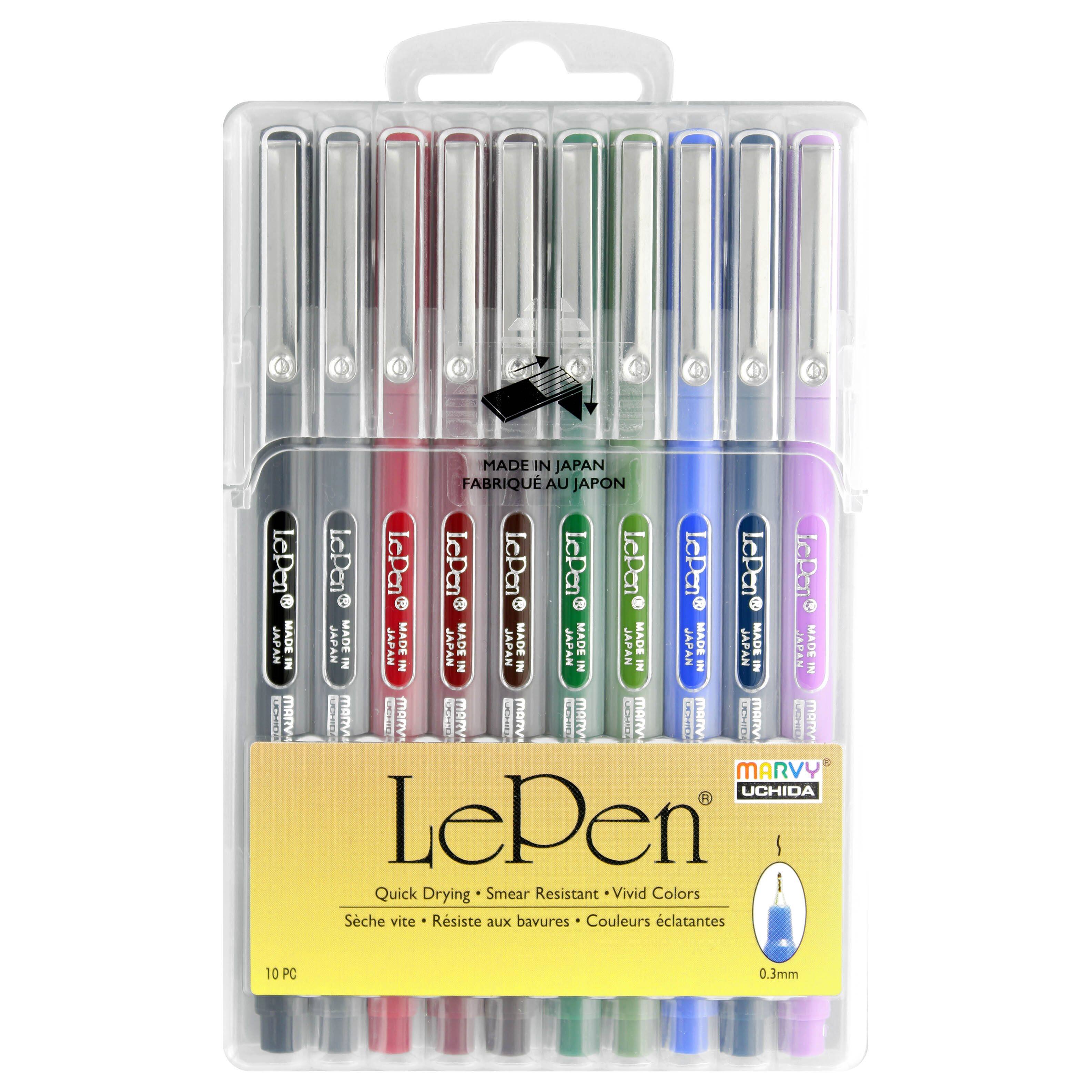 Marvy Le Pen Marker Pen - Fine Point - Dark - 10 Color Set