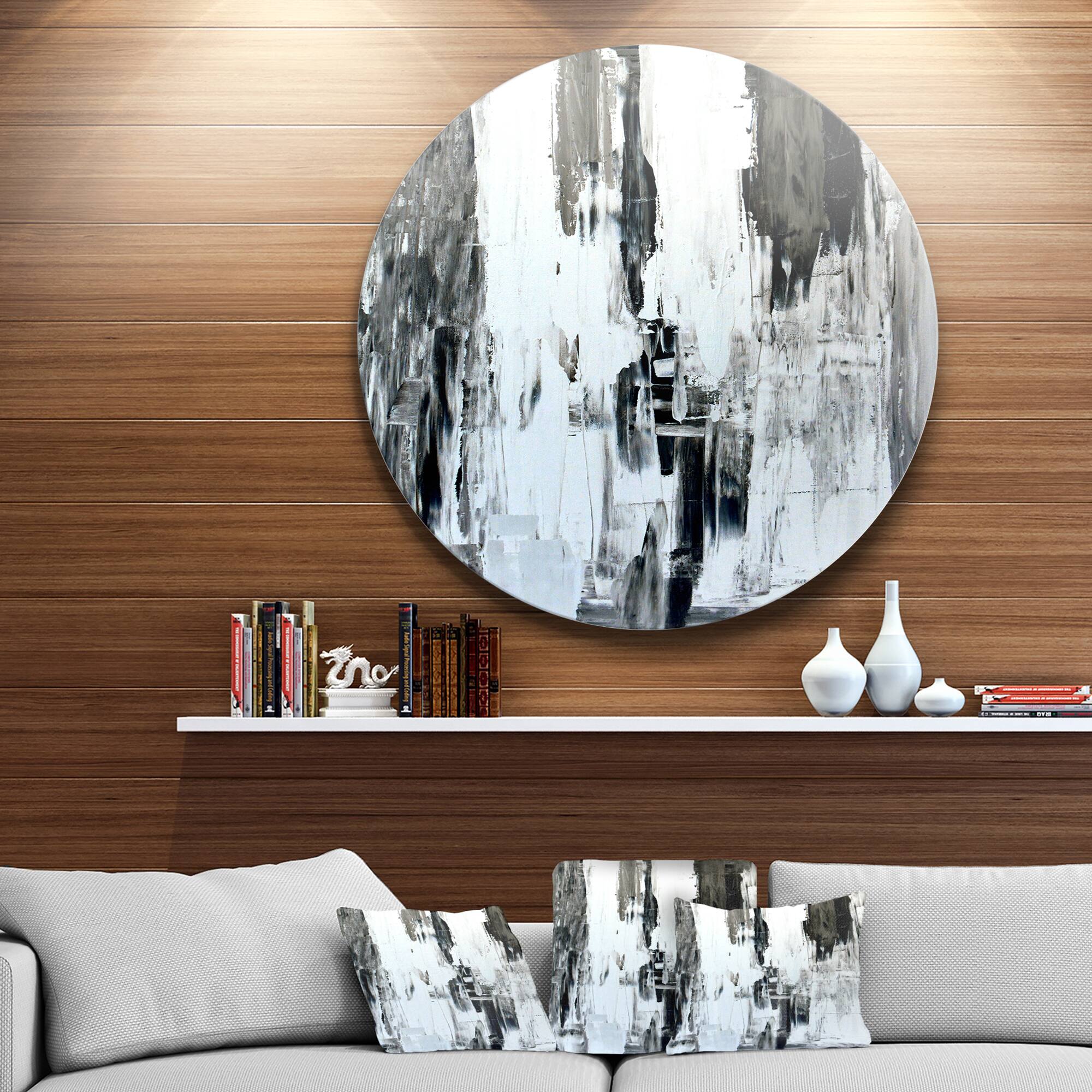 Designart - Brown and Beige Painting&#x27; Abstract Circle Metal Wall Art