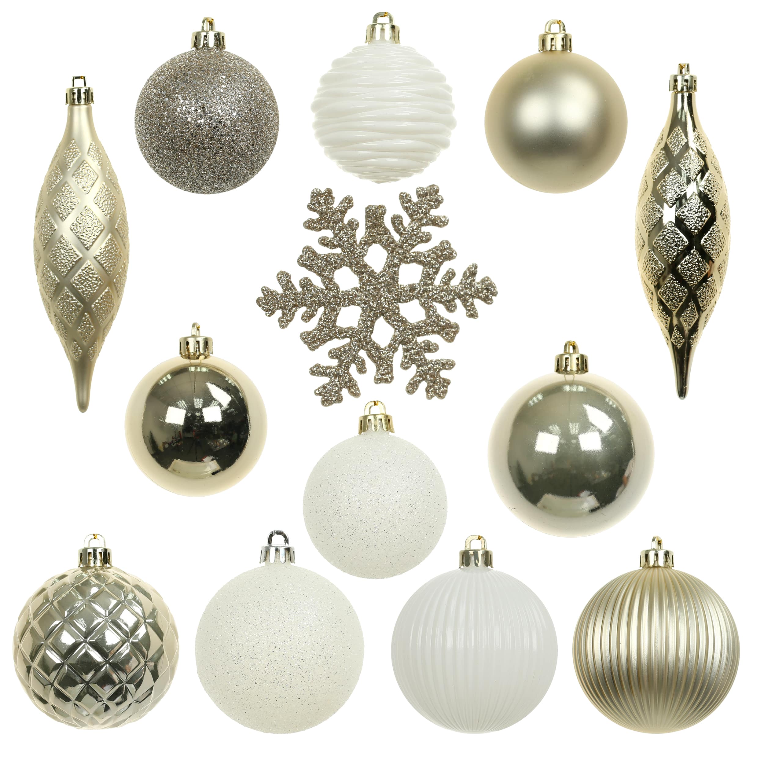34 Pack Ball, Finial, &#x26; Snowflake Shatterproof Ornaments by Ashland&#xAE;