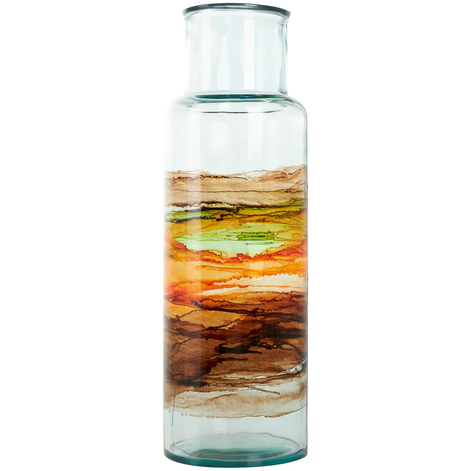 18&#x22; Multicolor Swirl Glass Vase