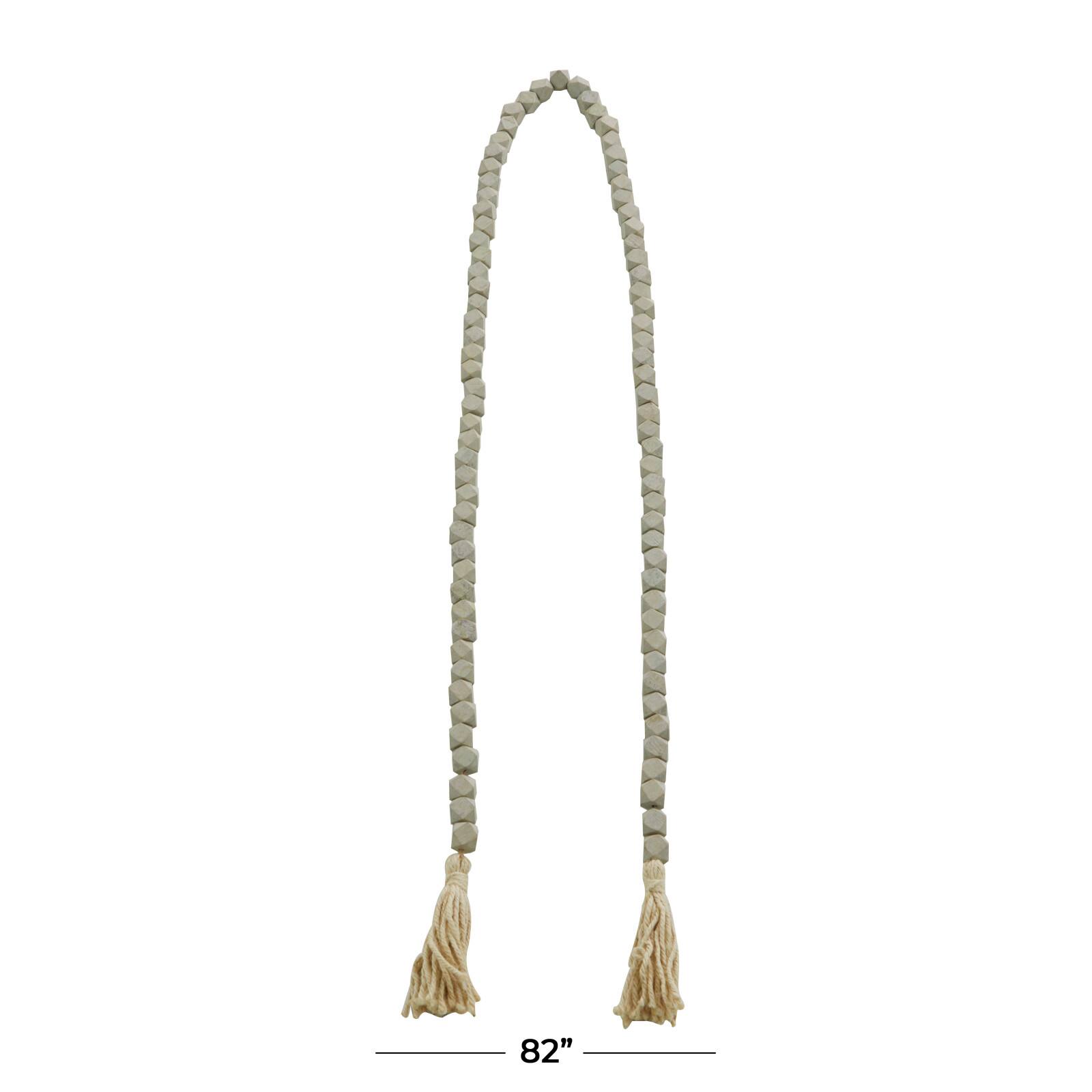 80" Bohemian Mango Wood Beads with Tassels Garland