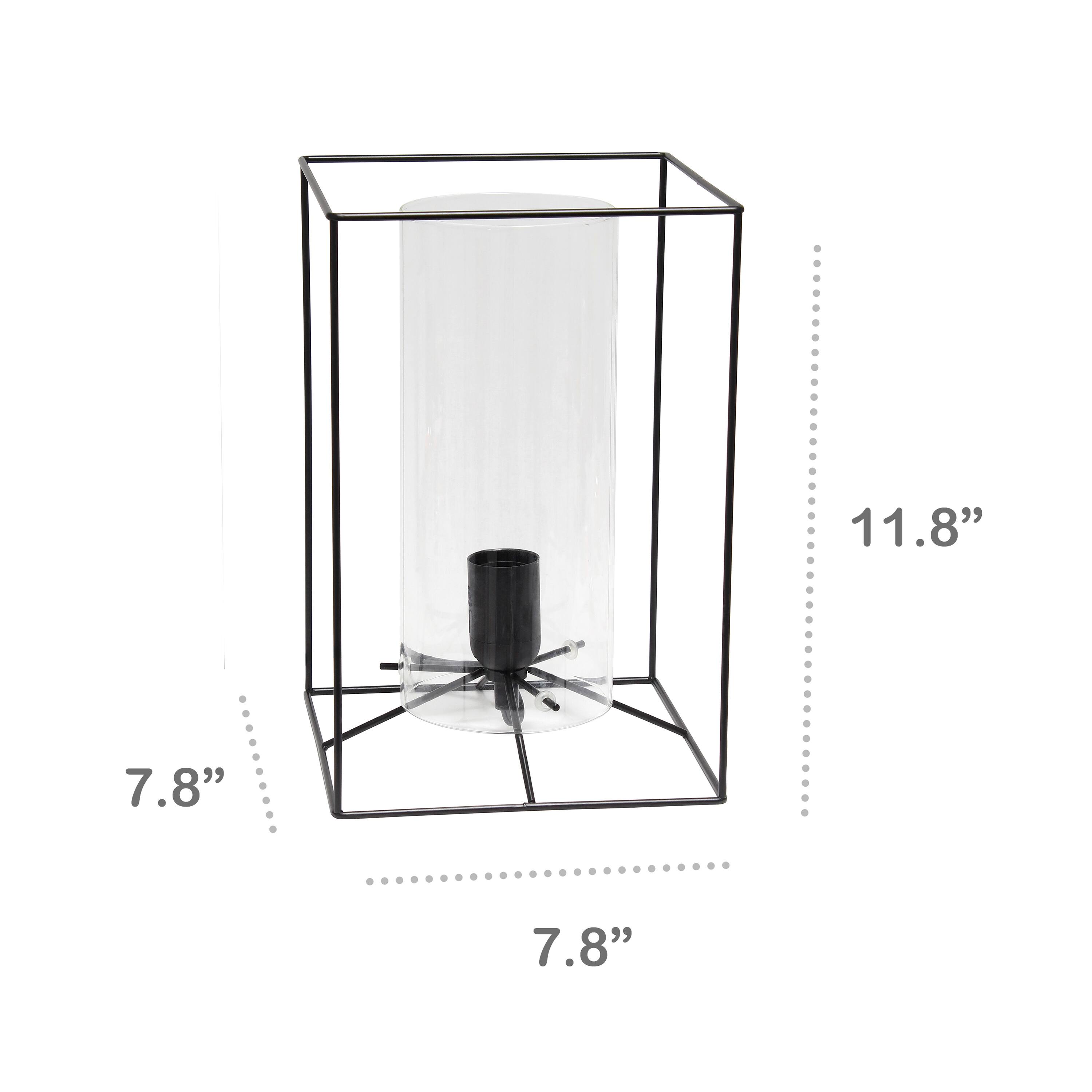 Lalia Home Black Framed Table Lamp with Cylinder Glass Shade