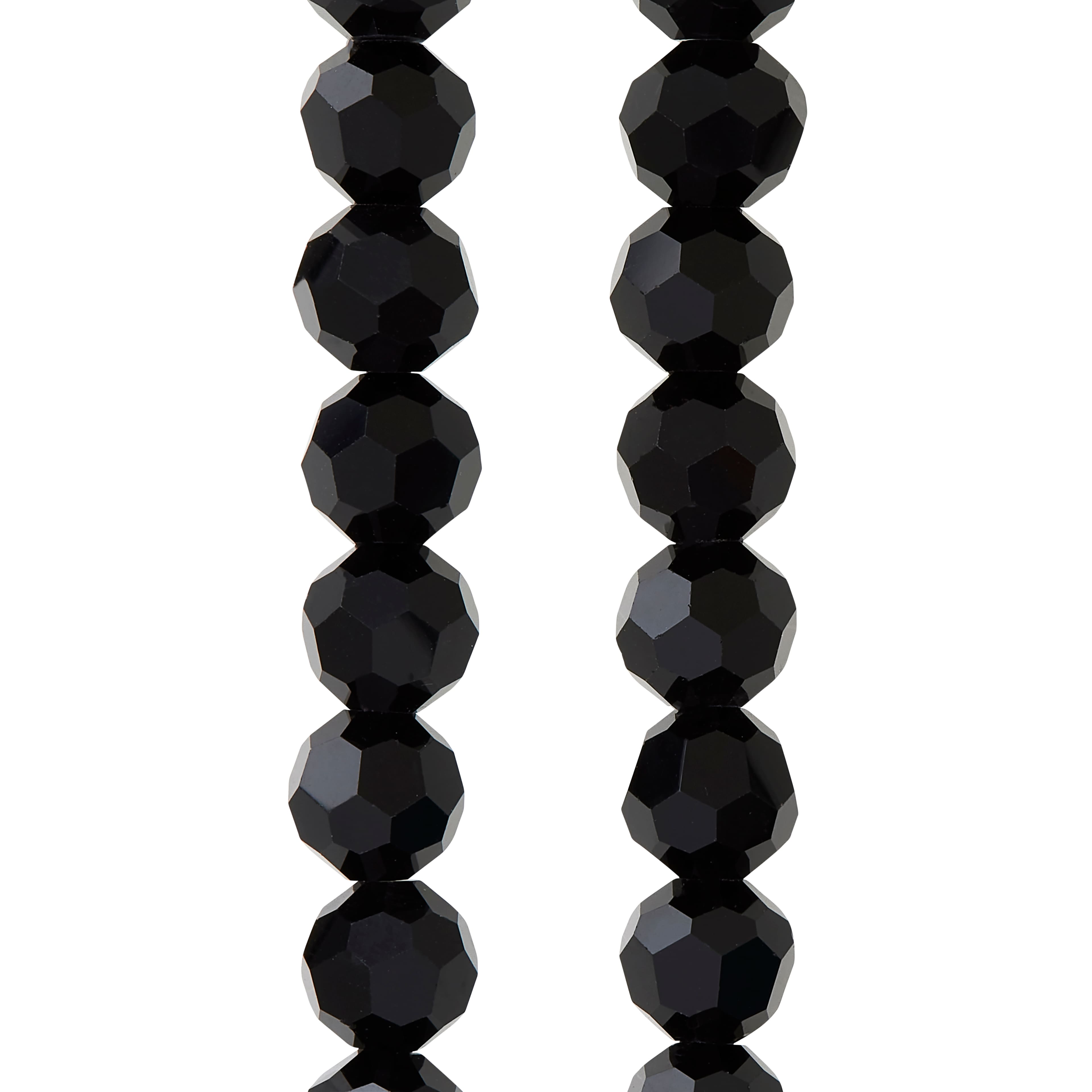 Black Glass Faceted Round Beads, 10mm by Bead Landing&#x2122;