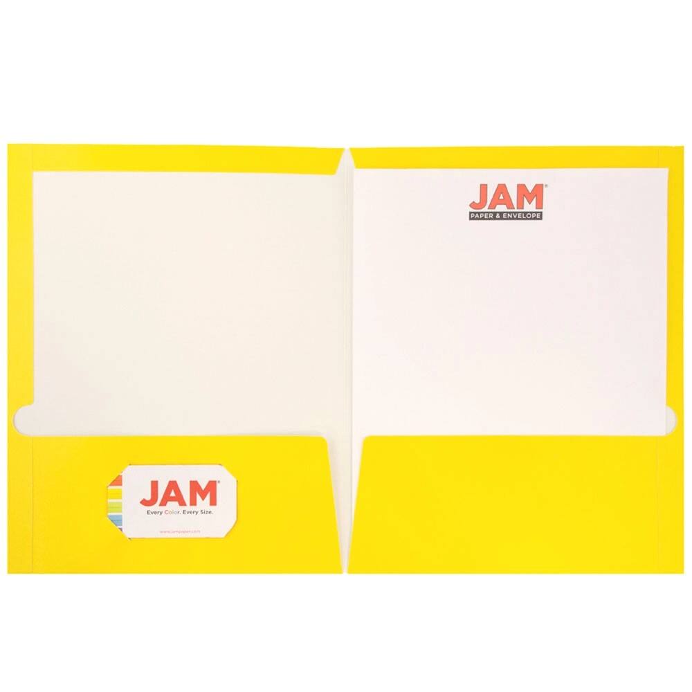JAM Paper Primary Glossy Laminated Two Pocket Folders, 6ct.