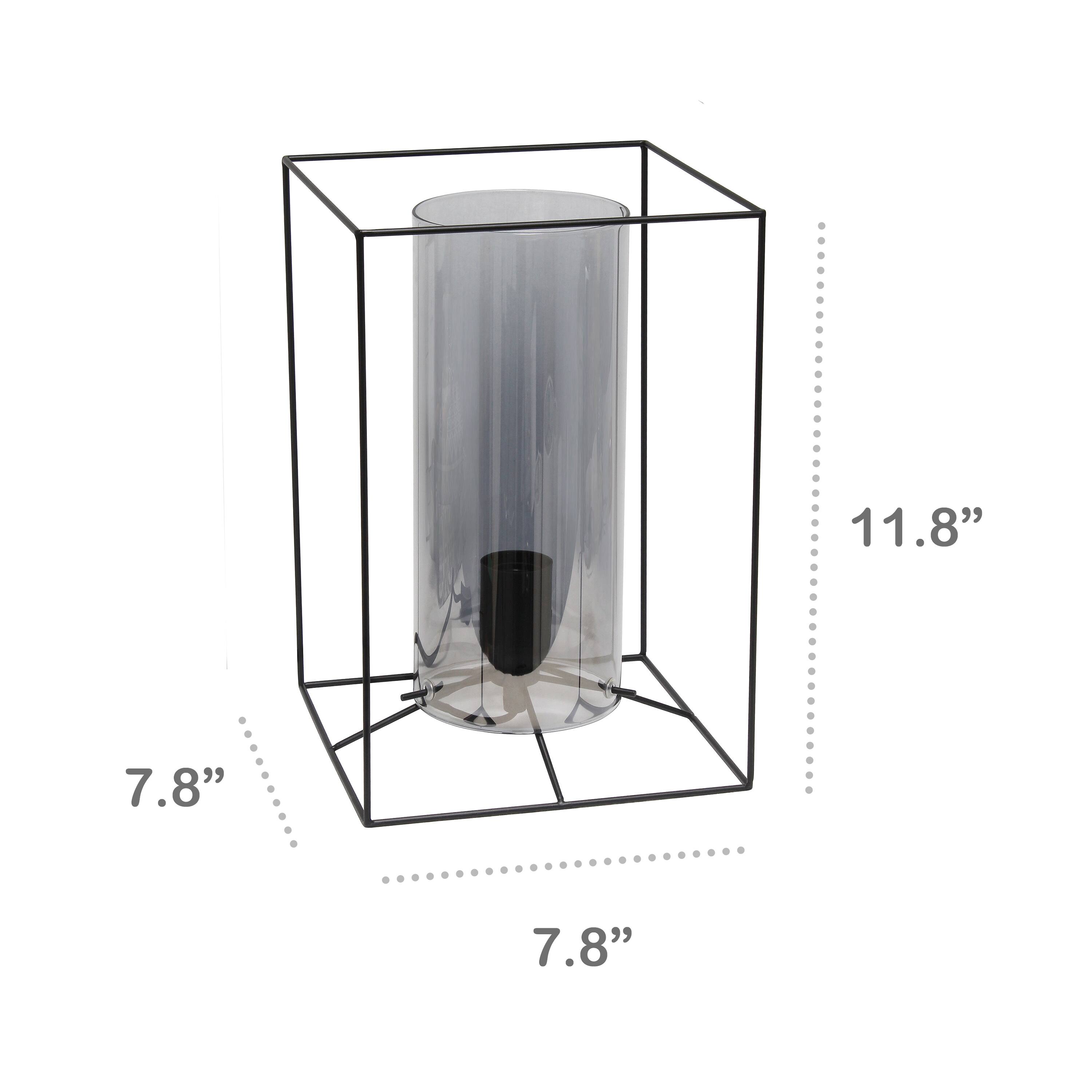 Lalia Home Black Framed Table Lamp with Cylinder Glass Shade