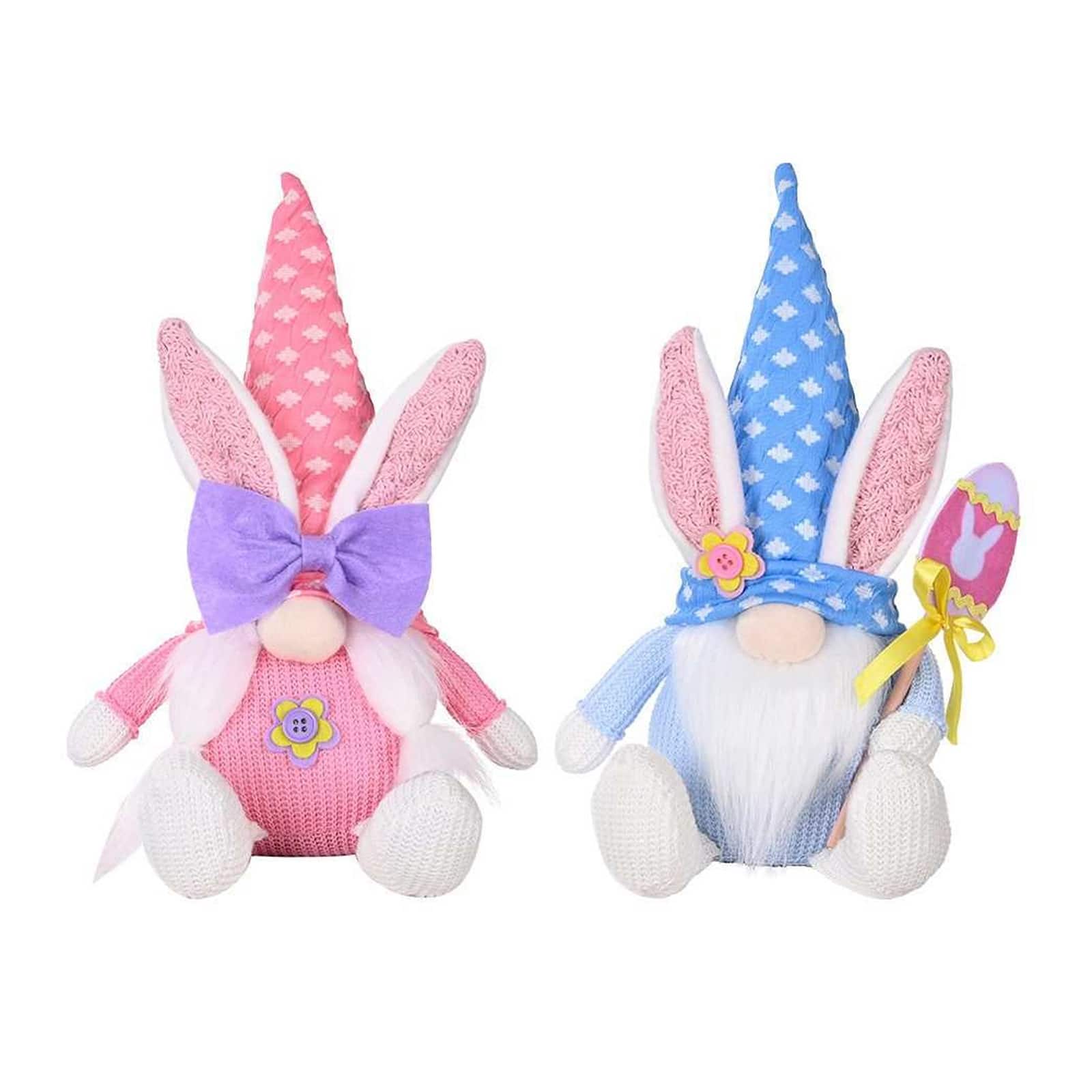 Santa's Workshop 11" Sitting Bunny Gnomes Decoration Set