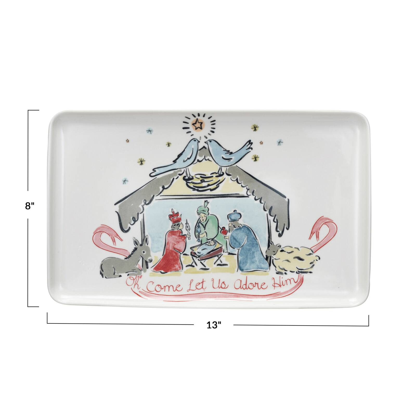 Hello Honey&#xAE; 13&#x22; Nativity Oh Come Let Us Adore Him Stoneware Platter
