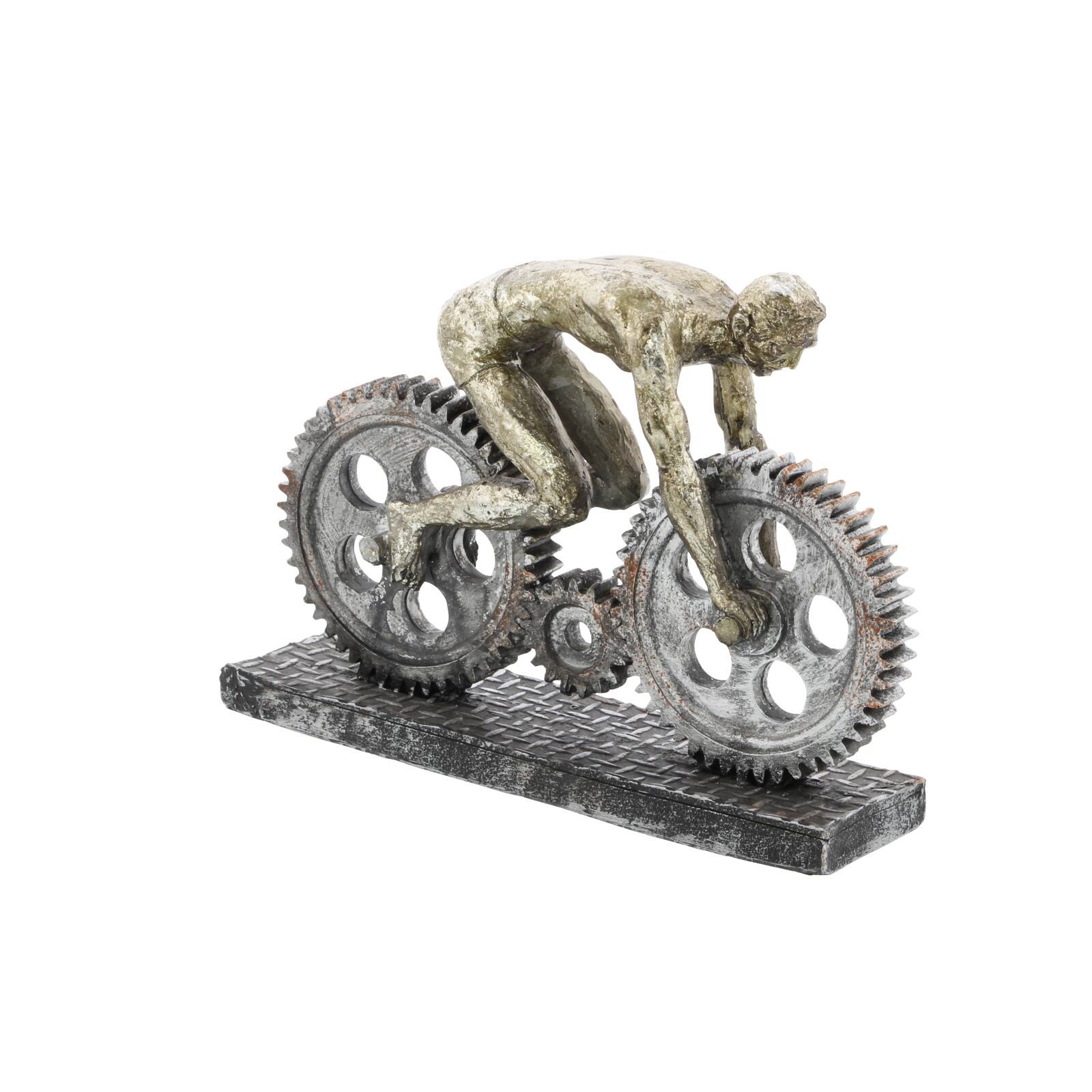 10&#x22; Silver Polystone Industrial Bicycle  Sculpture