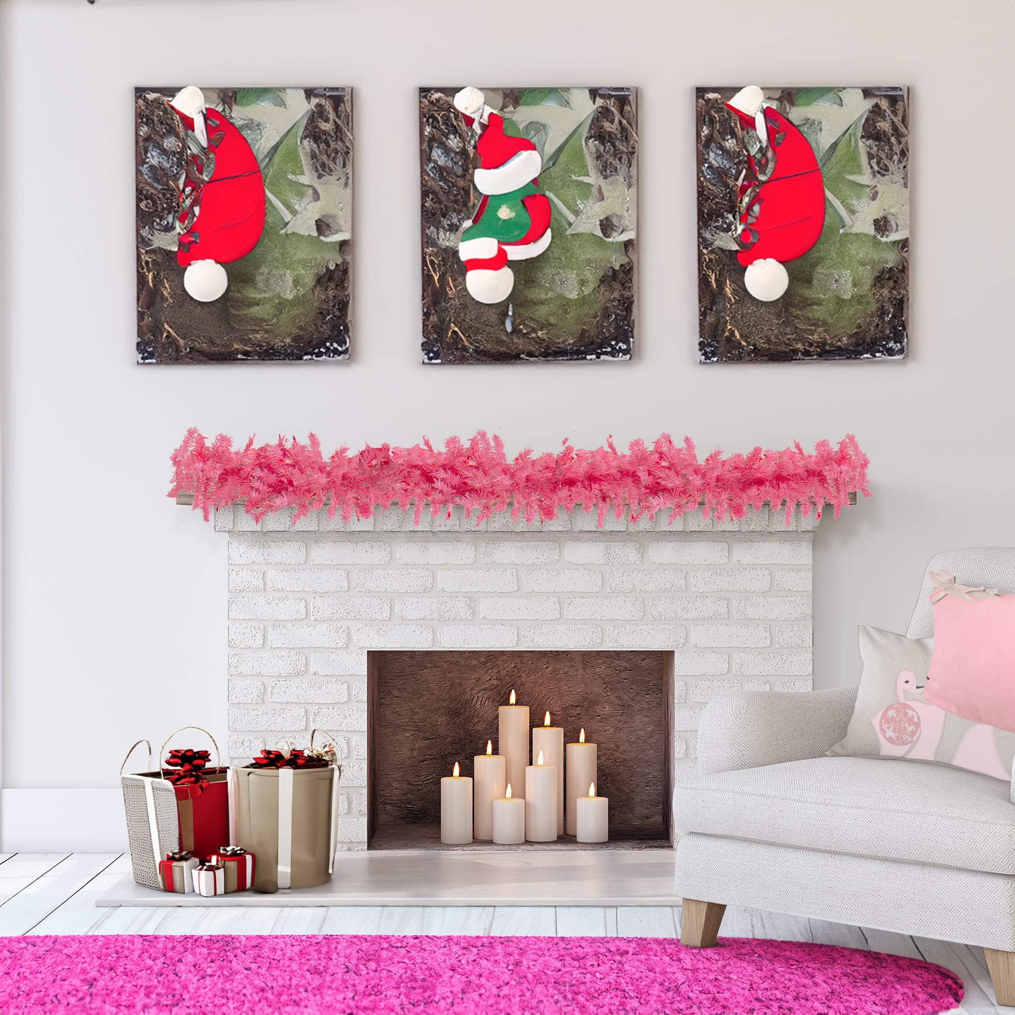 9ft. Pre-Lit Pink Spruce Christmas Garland