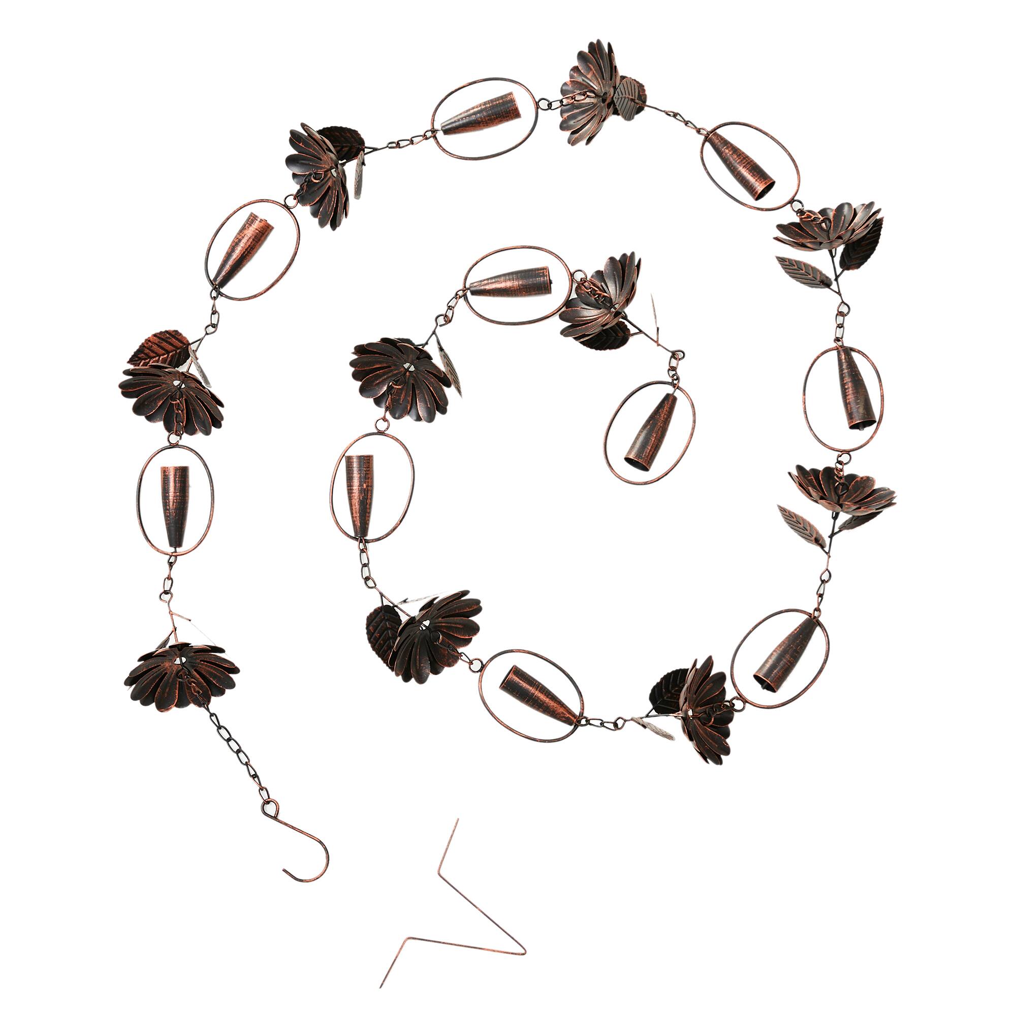 Glitzhome&#xAE; 8.5ft. Faux Copper Lotus Flower &#x26; Bell Rain Chain