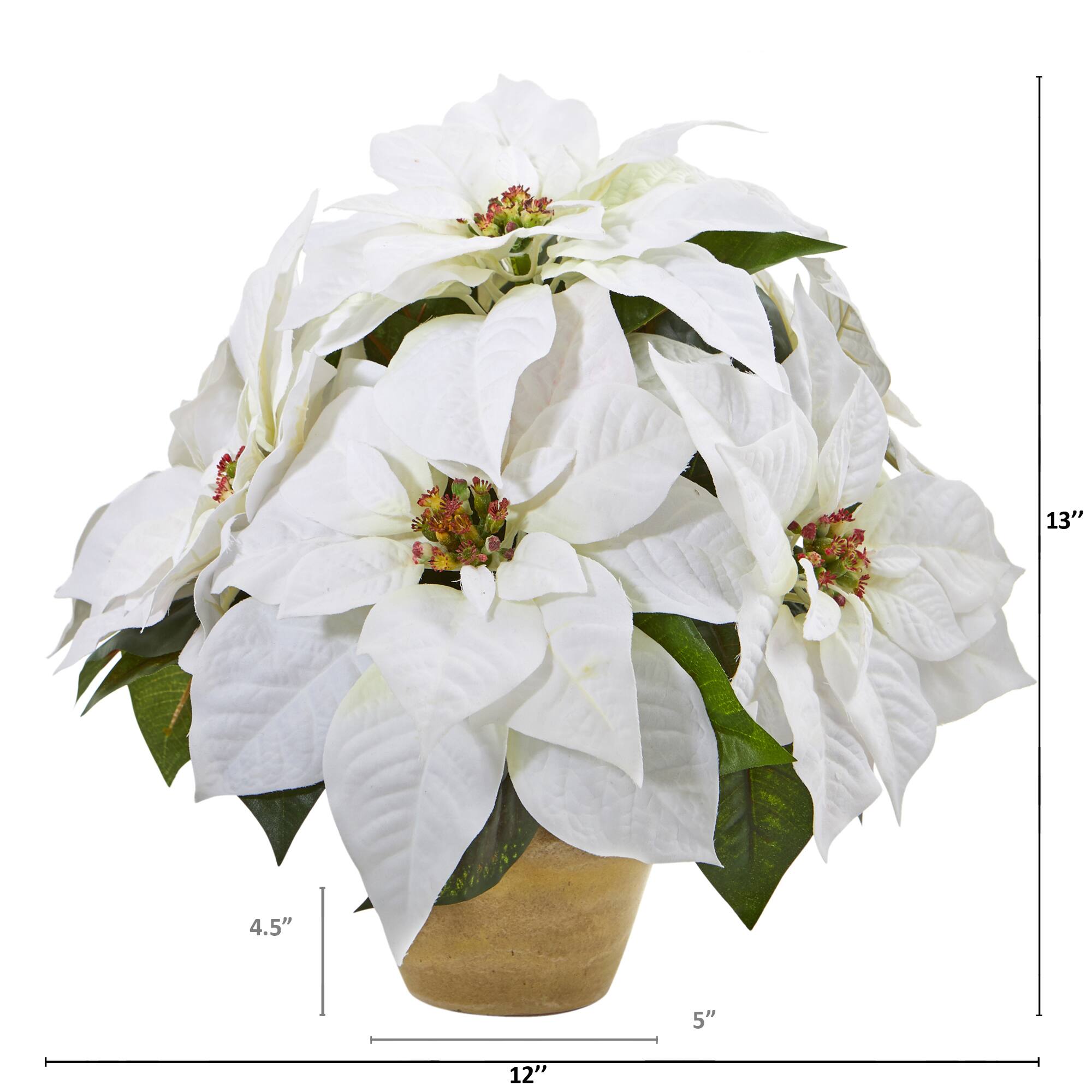 13" Poinsettia Arrangement in Ceramic Vase