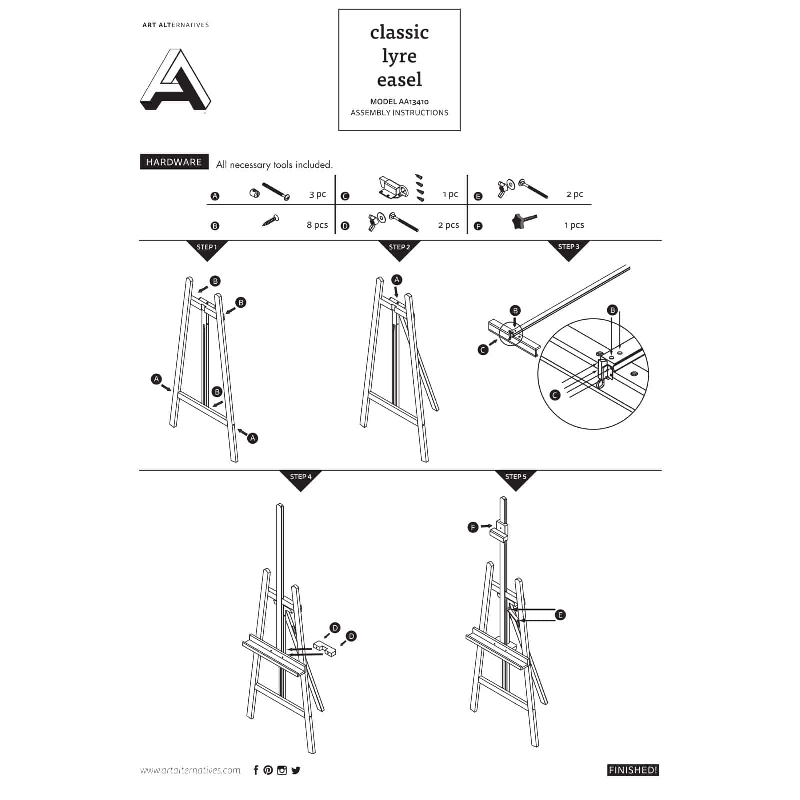 4 Pack: Art Alternatives Classic Lyre Easel