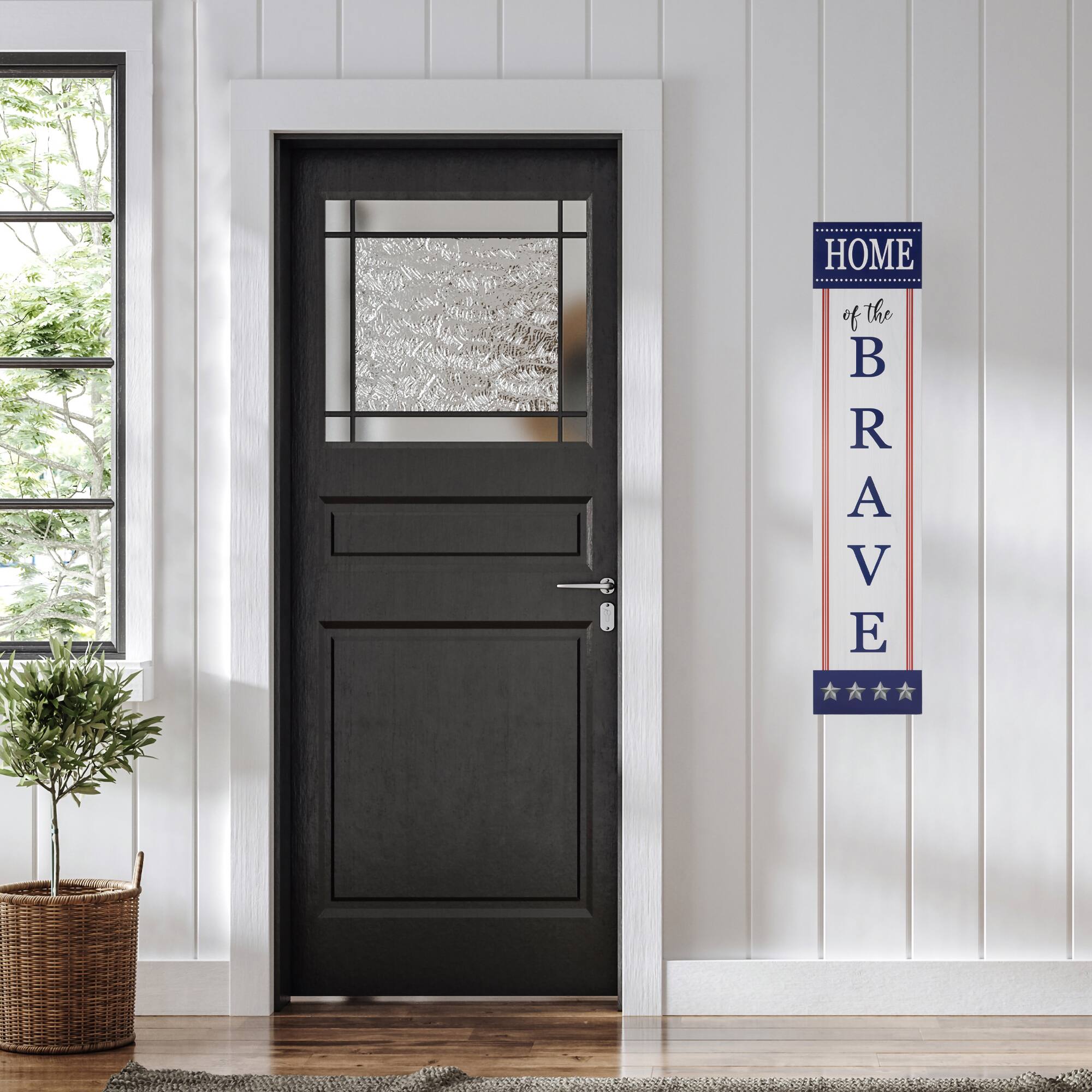 36&#x22; Home of the Brave Patriotic Wood Wall Sign