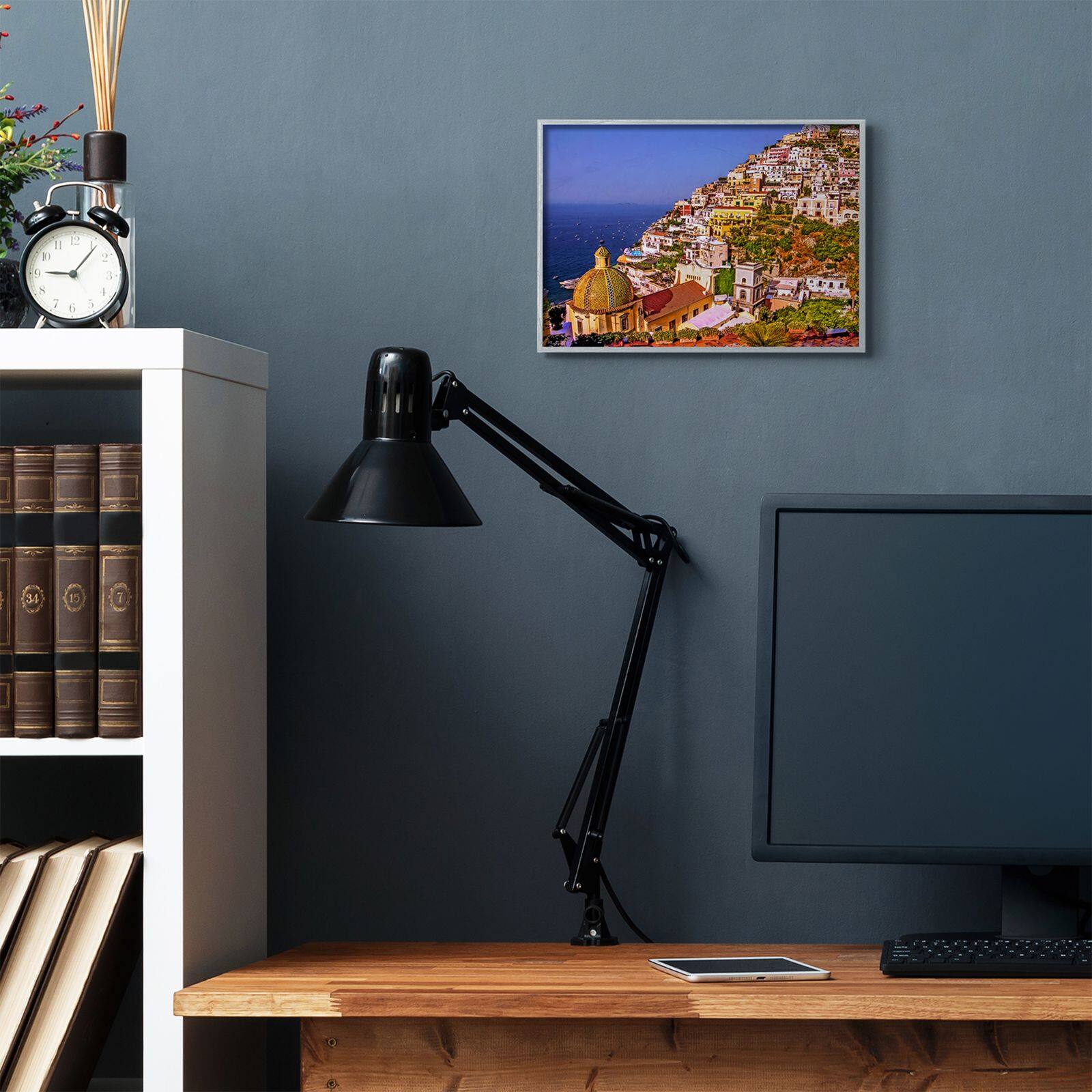 Stupell Industries Coast Town Ocean Landscape with Gray Frame Wall Accent