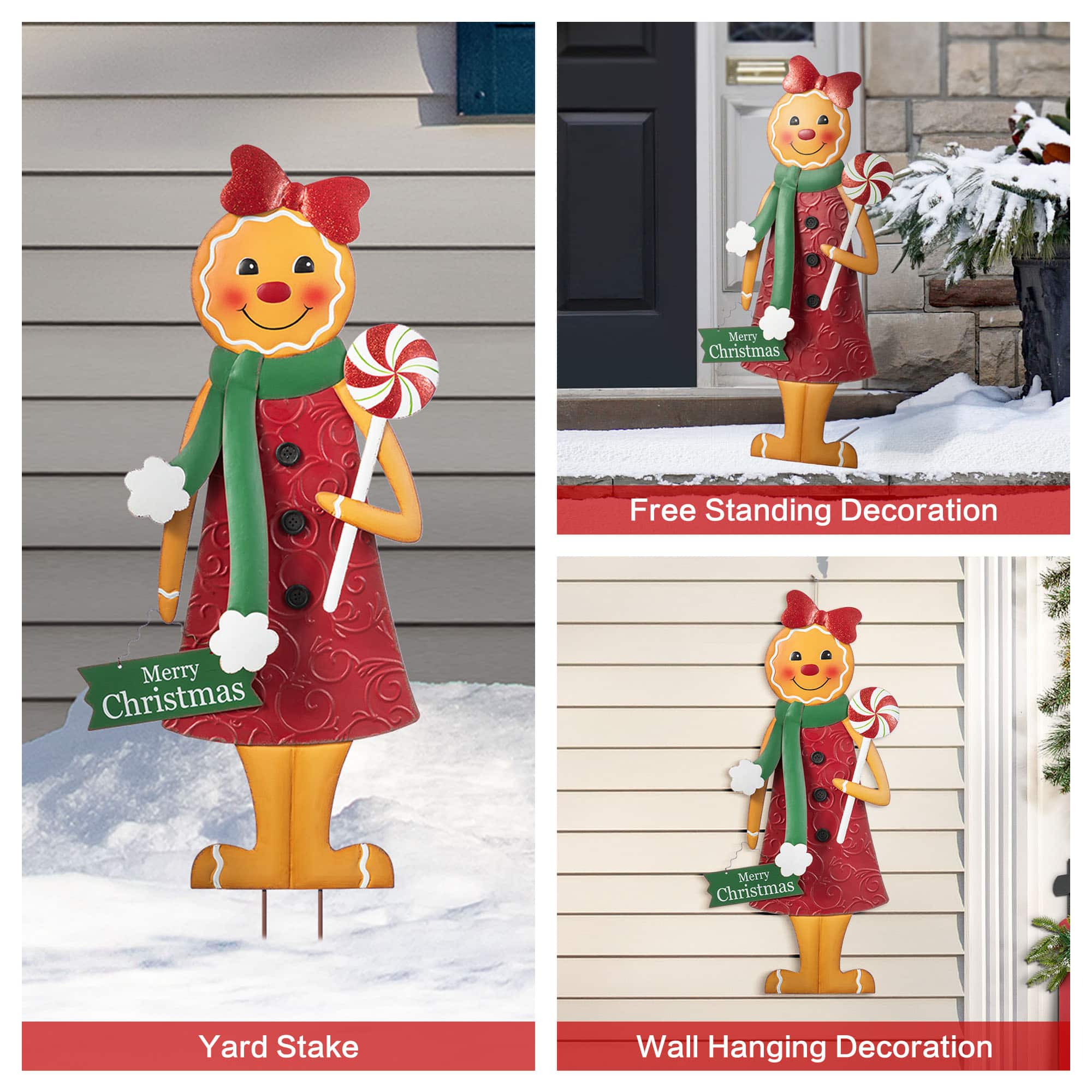 Glitzhome&#xAE; 36&#x22; Metal Christmas Gingerbread Man Yard Stake