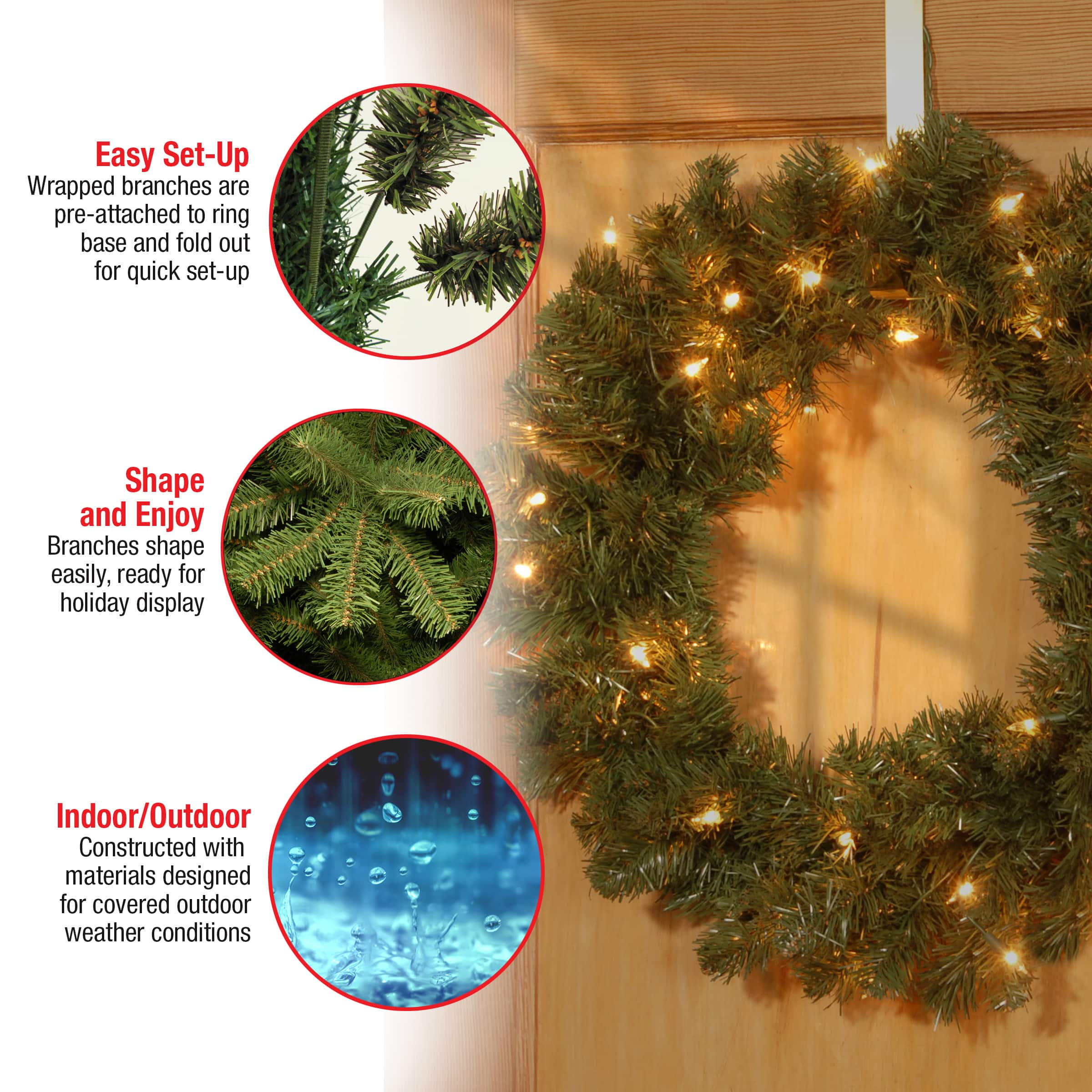 24&#x22; Pre-Lit Fir Wreath