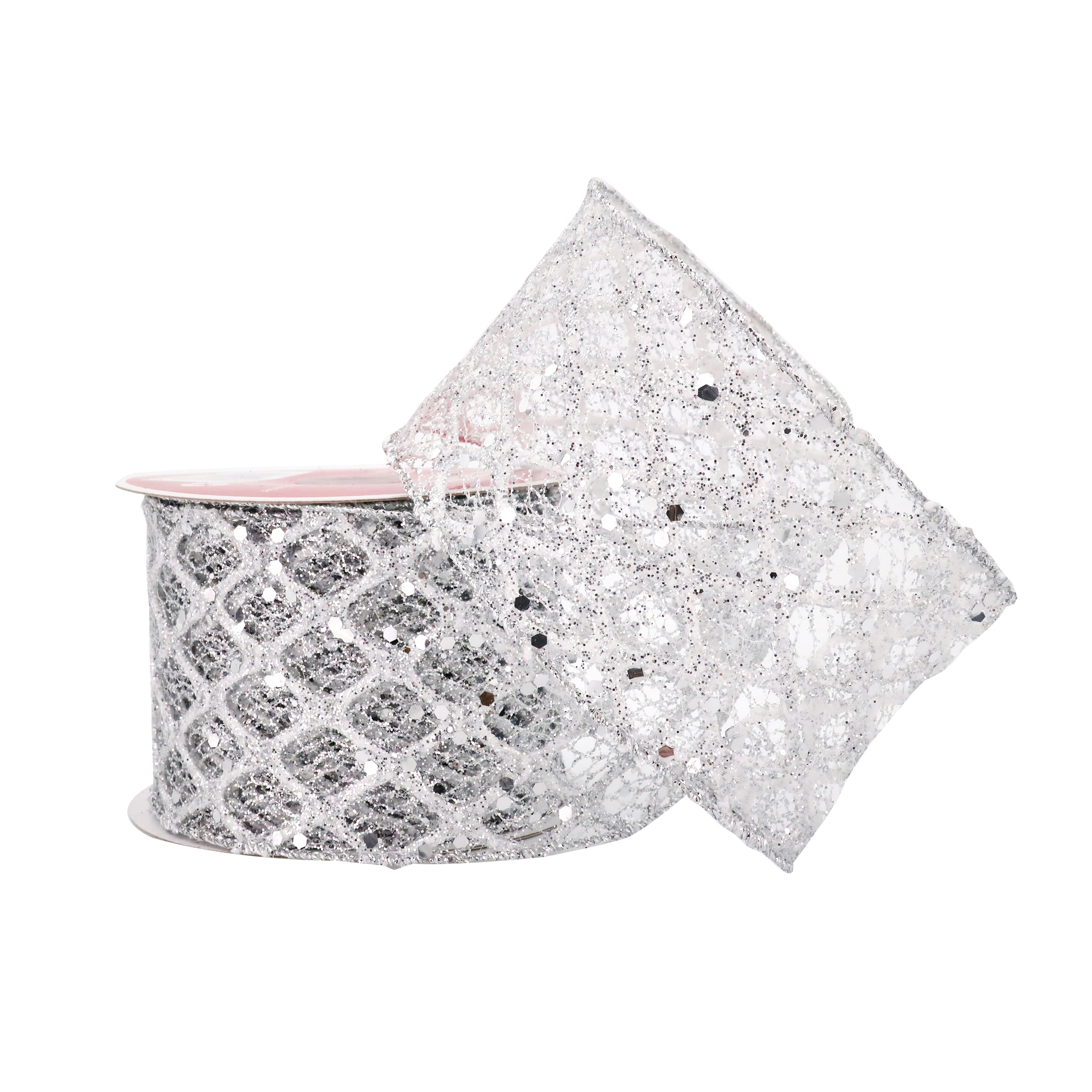 2.5&#x22; x 18ft. Silver Sheer Mesh Wired Ribbon by Celebrate It&#xAE;