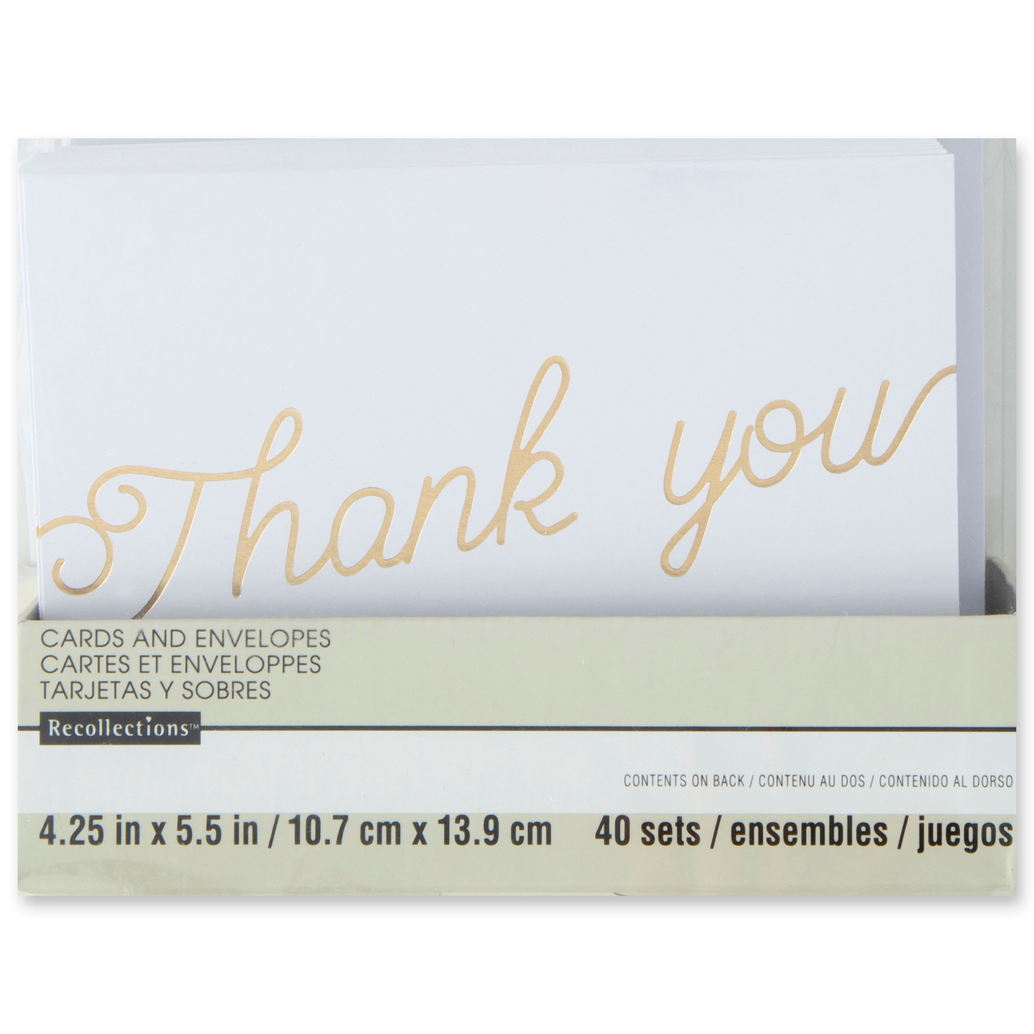 12 Packs: 40 ct. (480 total) 4.25&#x22; x 5.5&#x22; Thank You Cards &#x26; Envelopes by Recollections&#x2122;